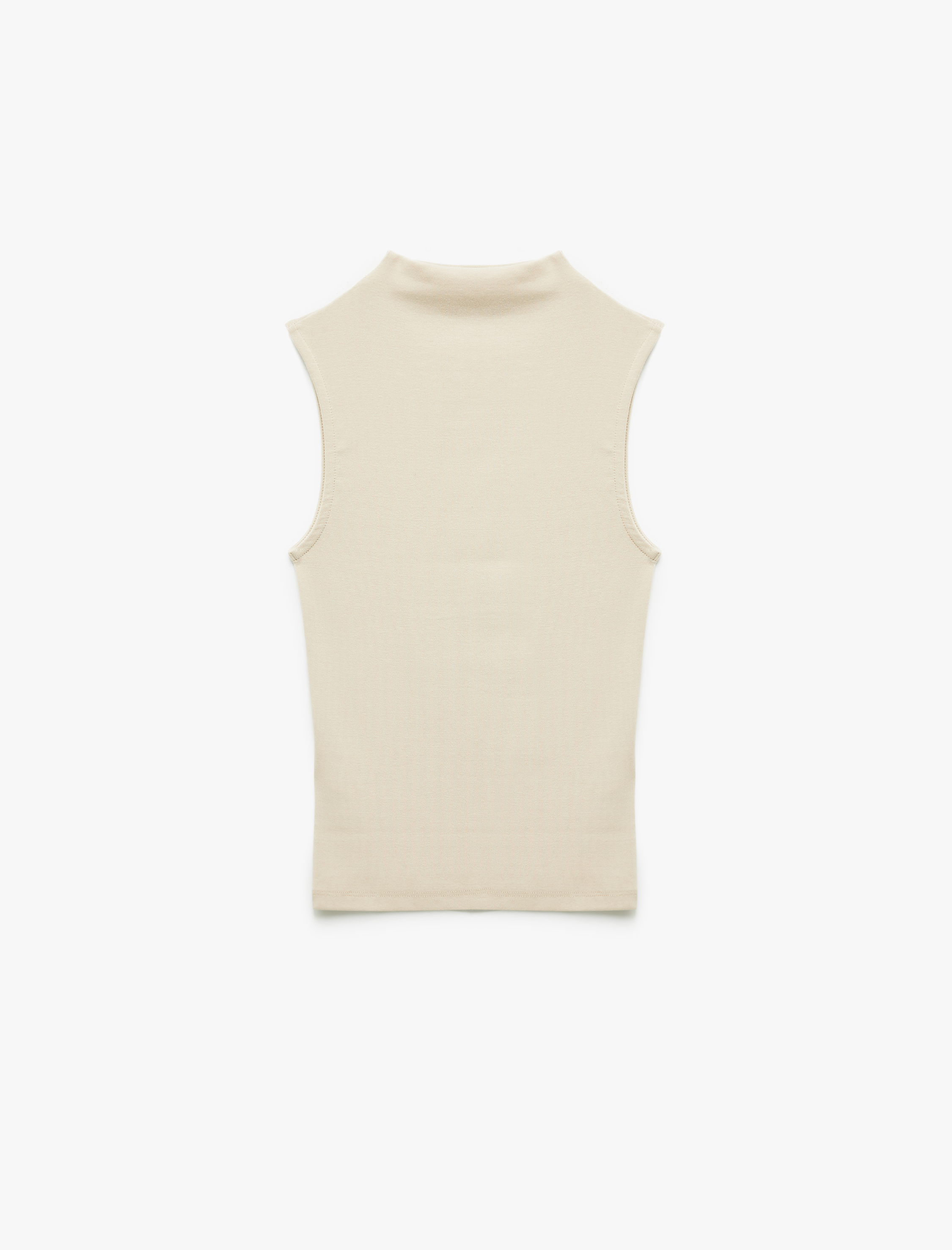   Basic Slim Fit Dik Yaka Modal Kolsuz Bluz