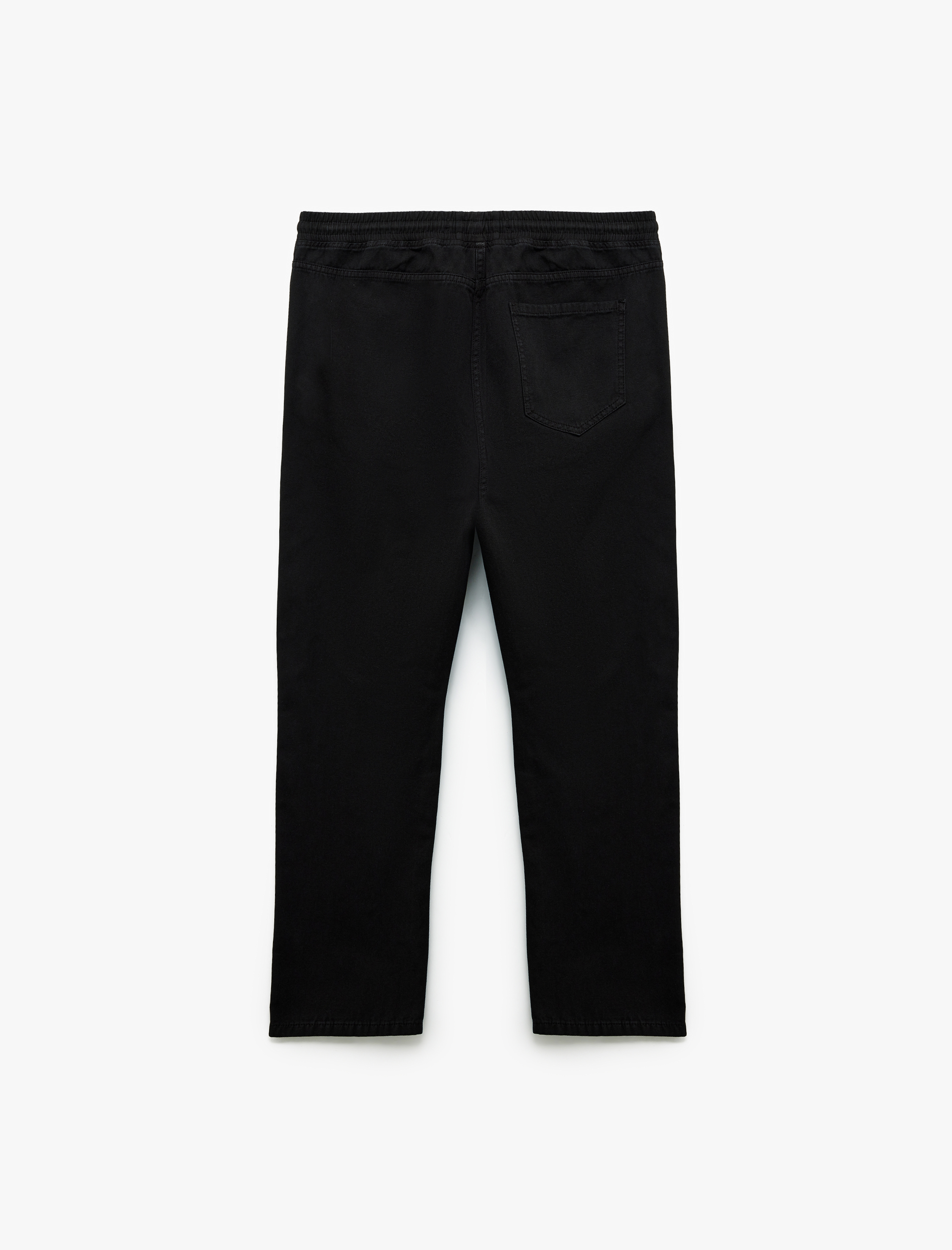   Pamuklu Cep Detaylı Rahat Kesim Beli Bağcıklı Kanvas Pantolon