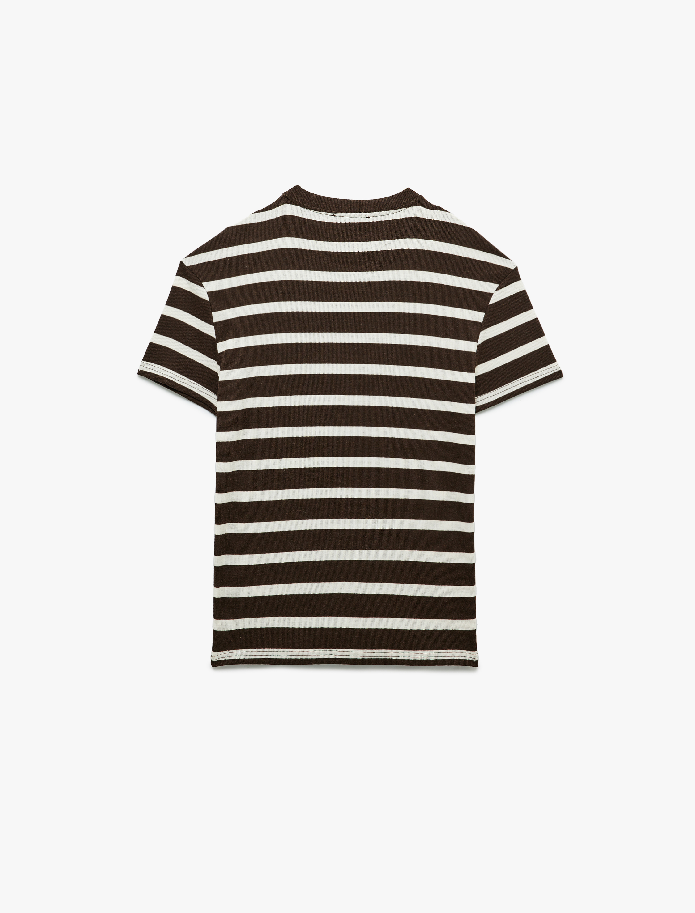   Kısa Kollu Bisiklet Yaka Slim Fit Çizgili Tişört