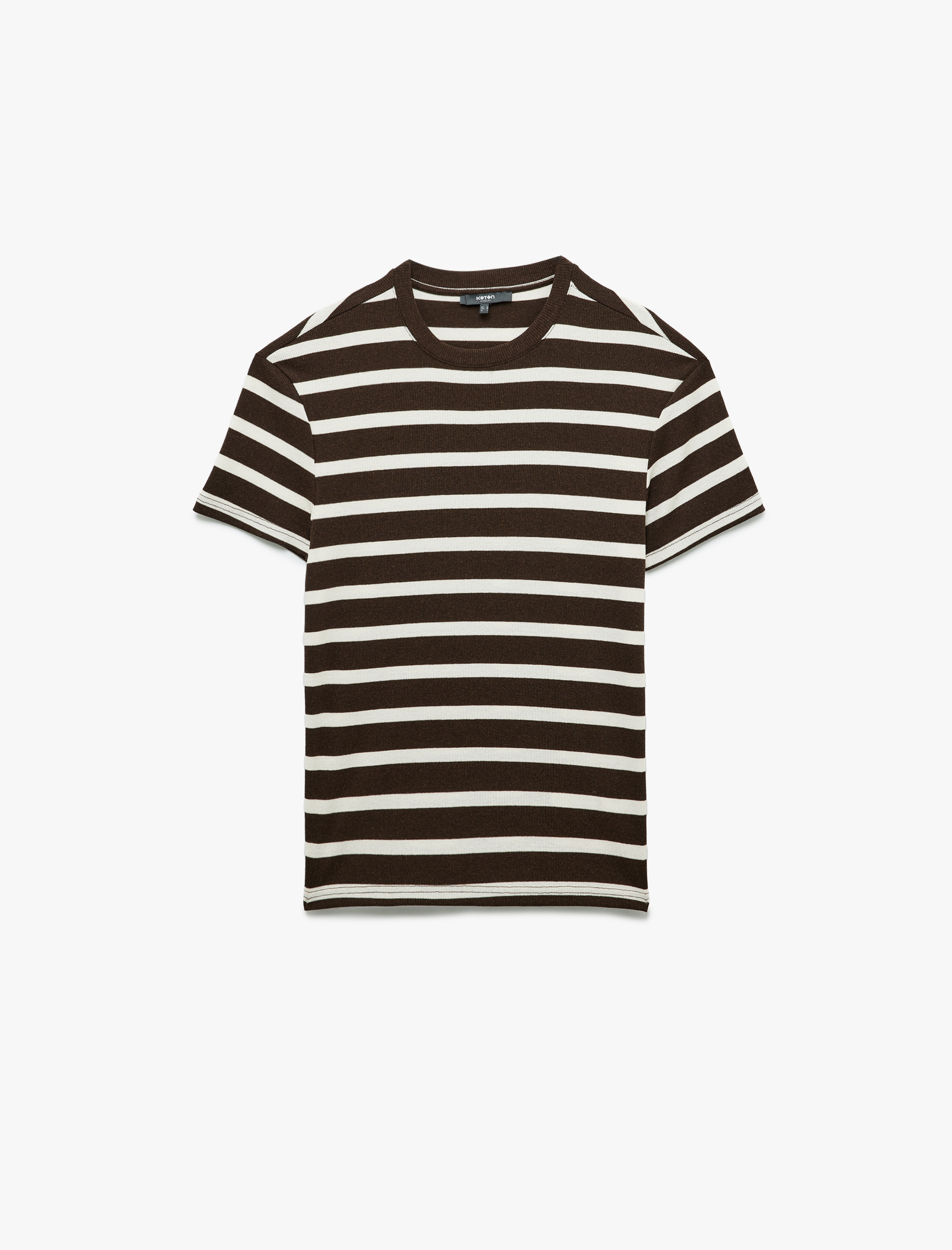   Kısa Kollu Bisiklet Yaka Slim Fit Çizgili Tişört