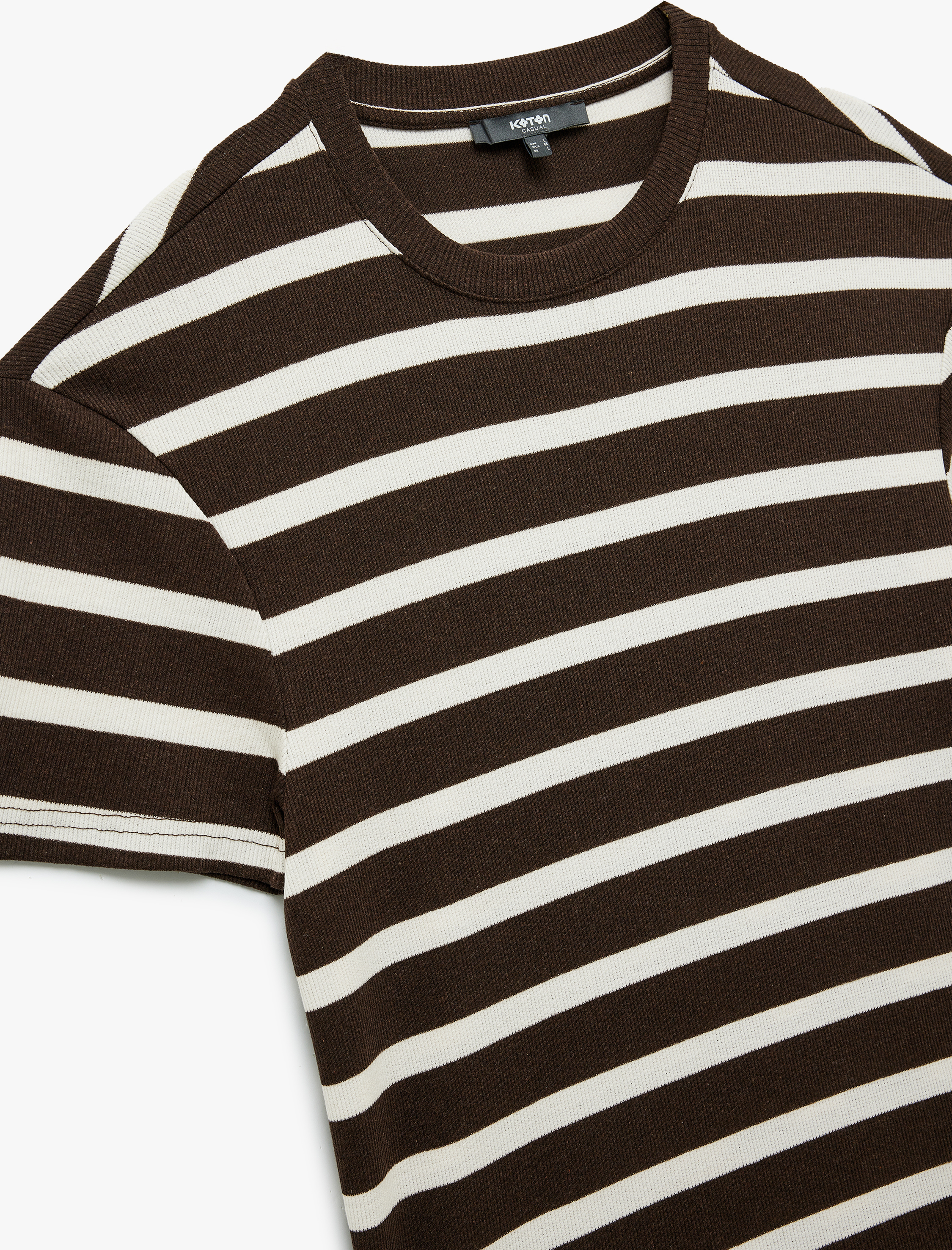   Kısa Kollu Bisiklet Yaka Slim Fit Çizgili Tişört