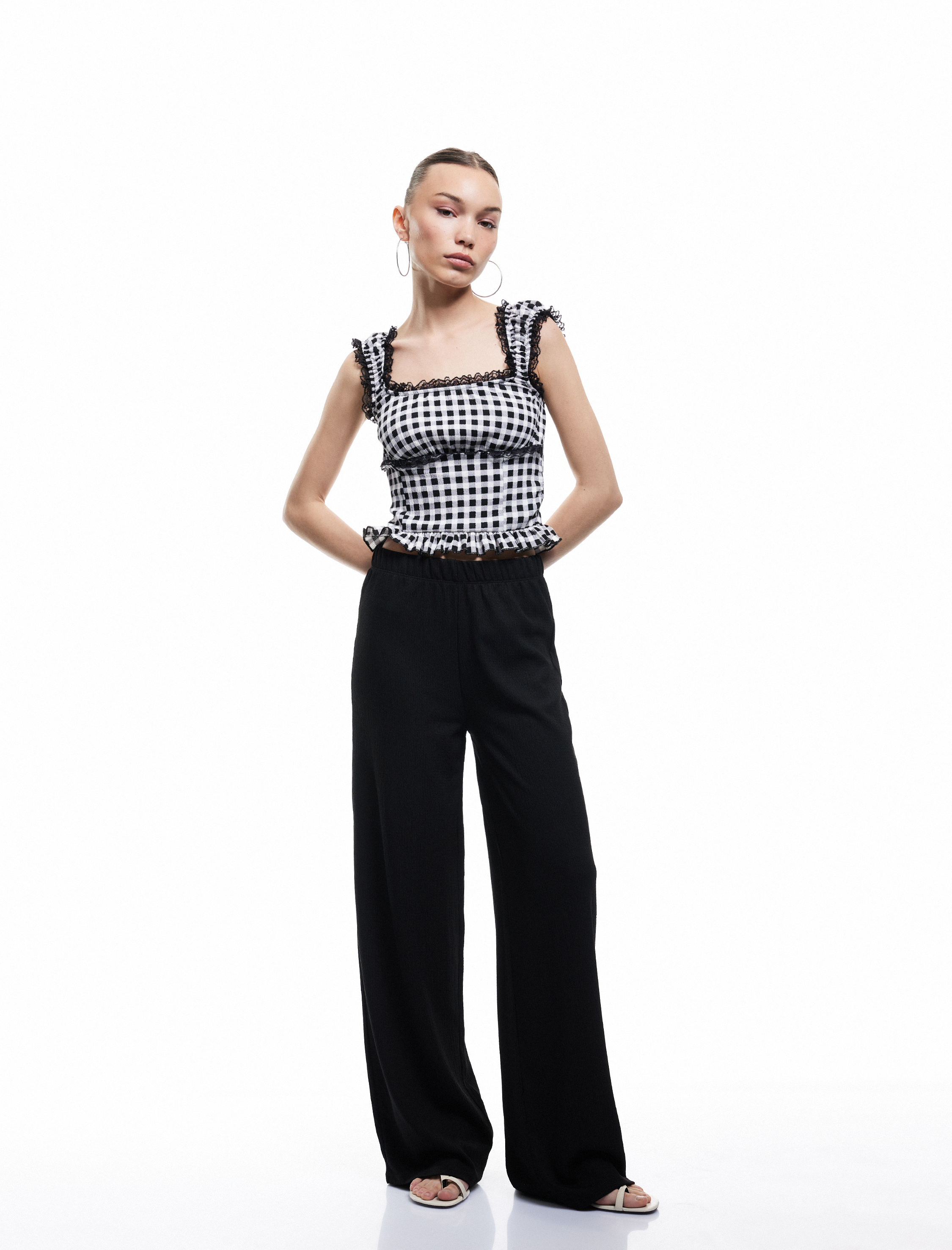   Beli Lastikli Bürümcük Geniş Paça Pantolon