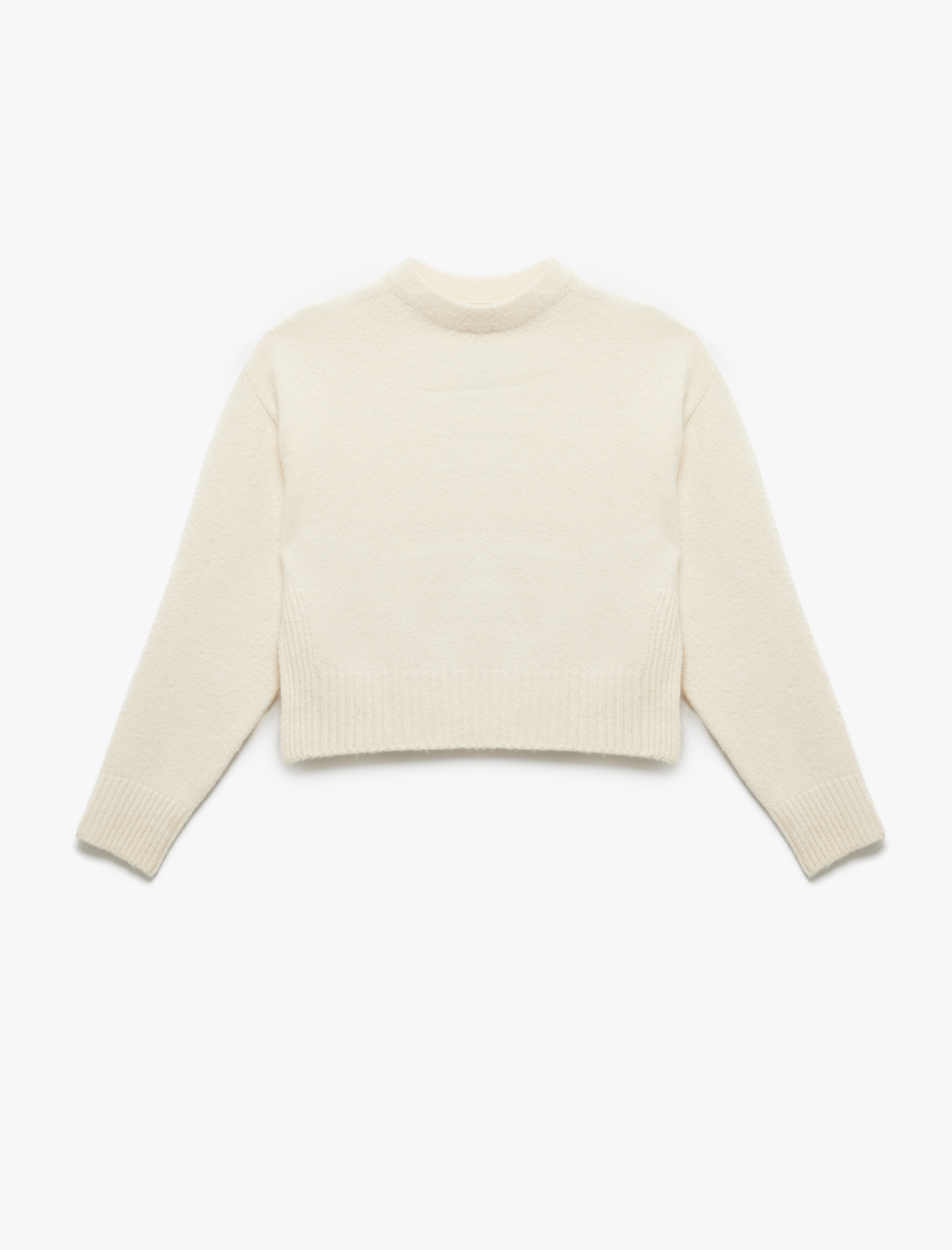   Yumuşak Dokulu Uzun Kollu Dik Yaka Basic Triko Kazak