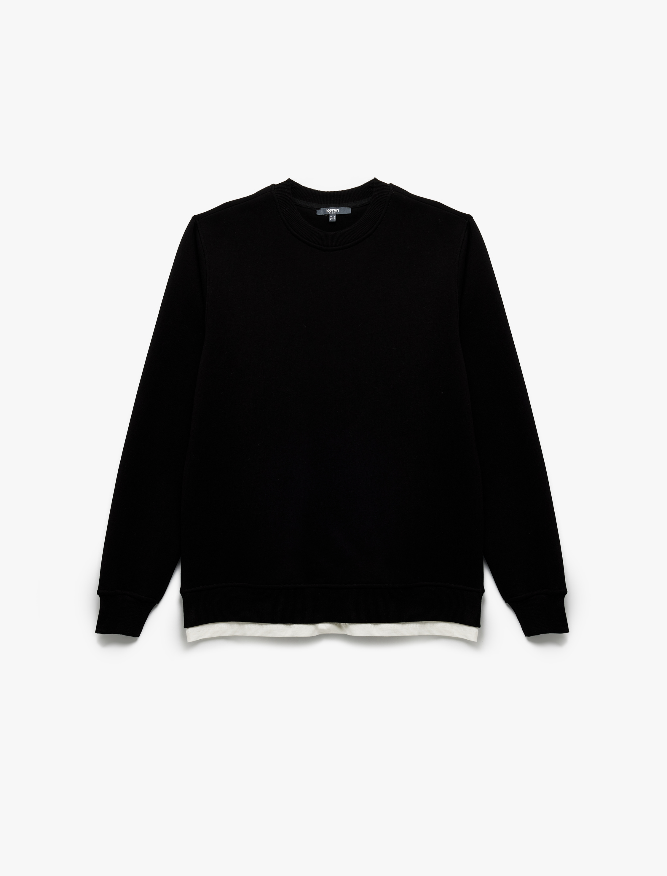   Uzun Kollu Şardonlu Kumaş Detaylı Bisiklet Yaka Sweatshirt