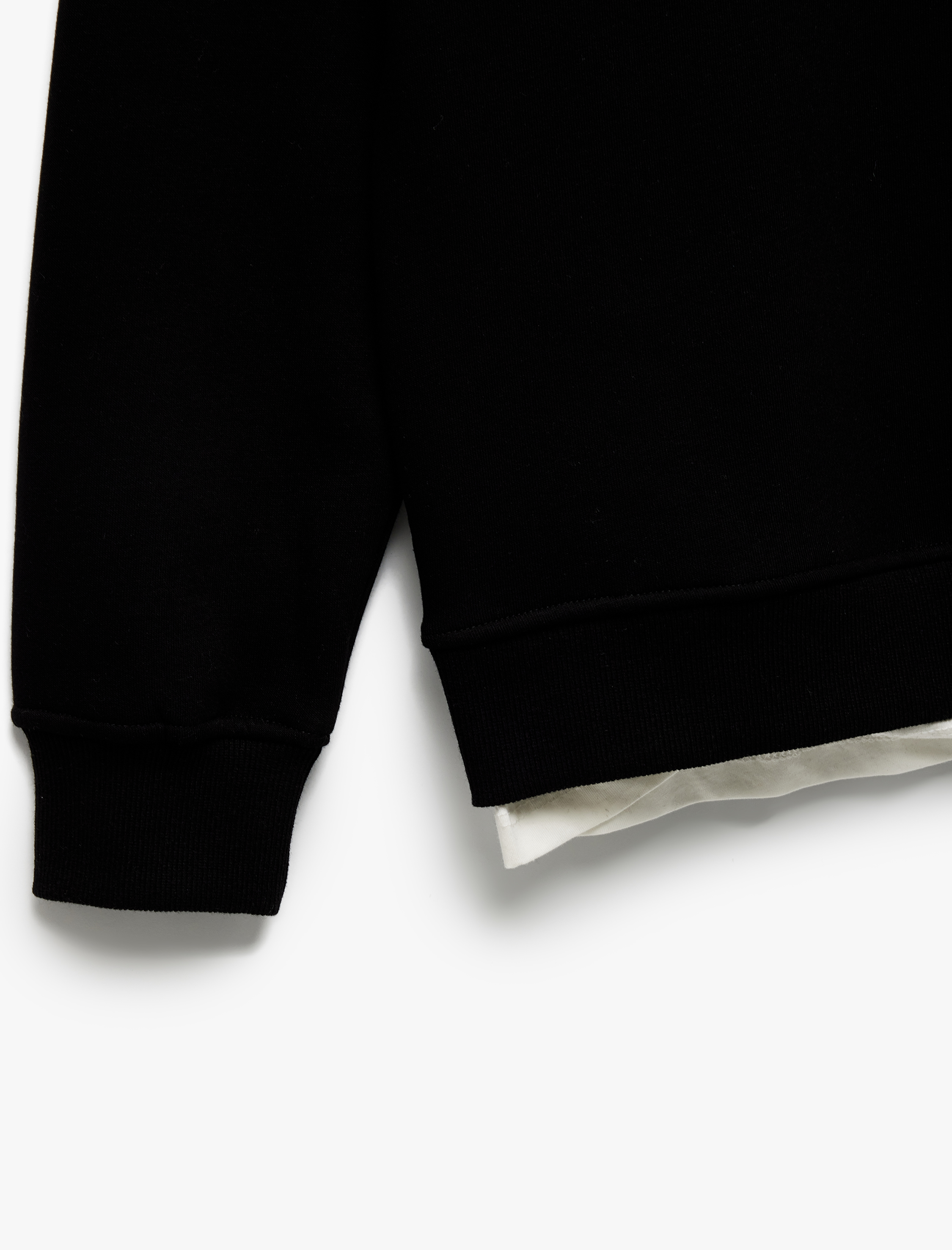   Uzun Kollu Şardonlu Kumaş Detaylı Bisiklet Yaka Sweatshirt