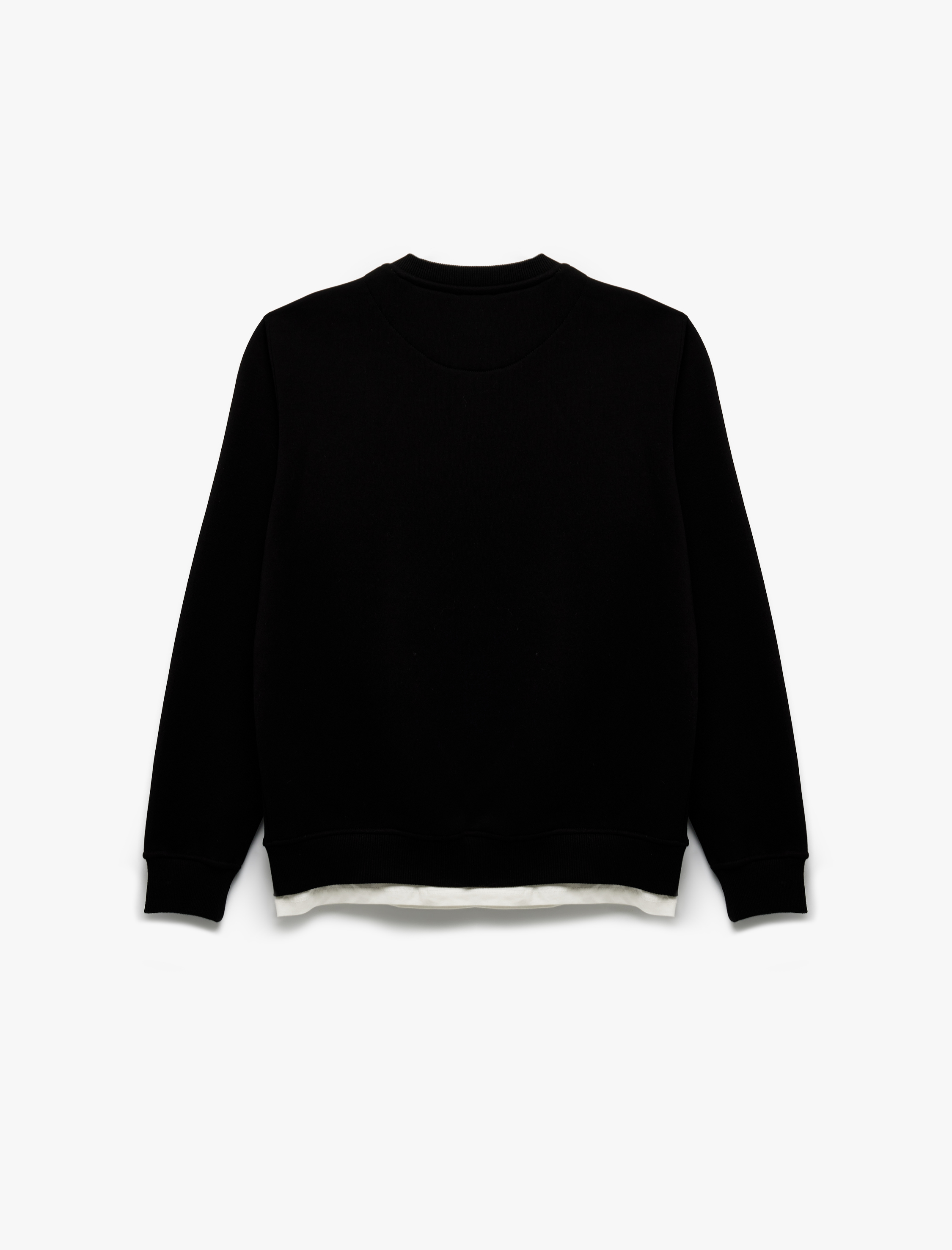   Uzun Kollu Şardonlu Kumaş Detaylı Bisiklet Yaka Sweatshirt