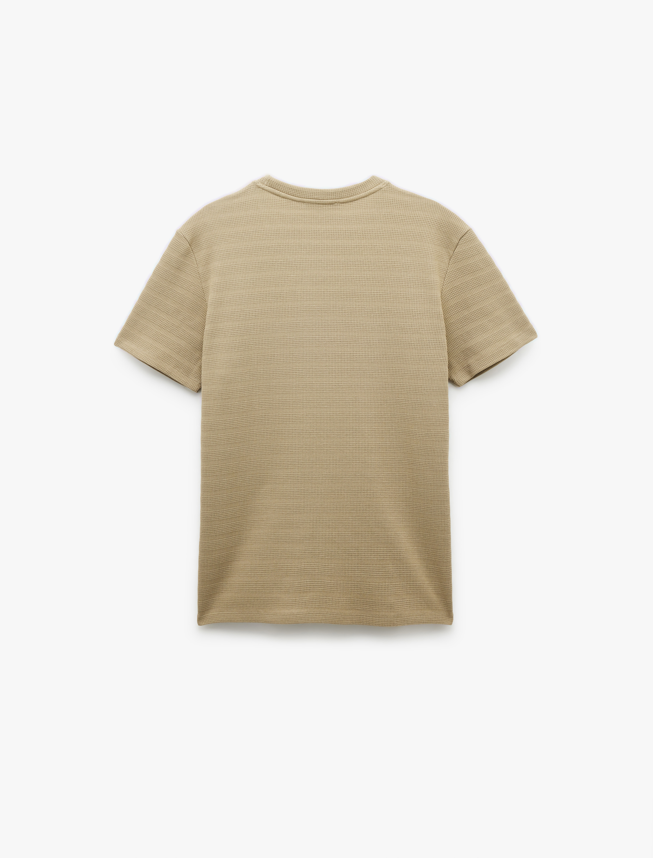   Bisiklet Yaka Dokulu Tok Kumaş Kısa Kollu Pamuklu Slim Fit Tişört