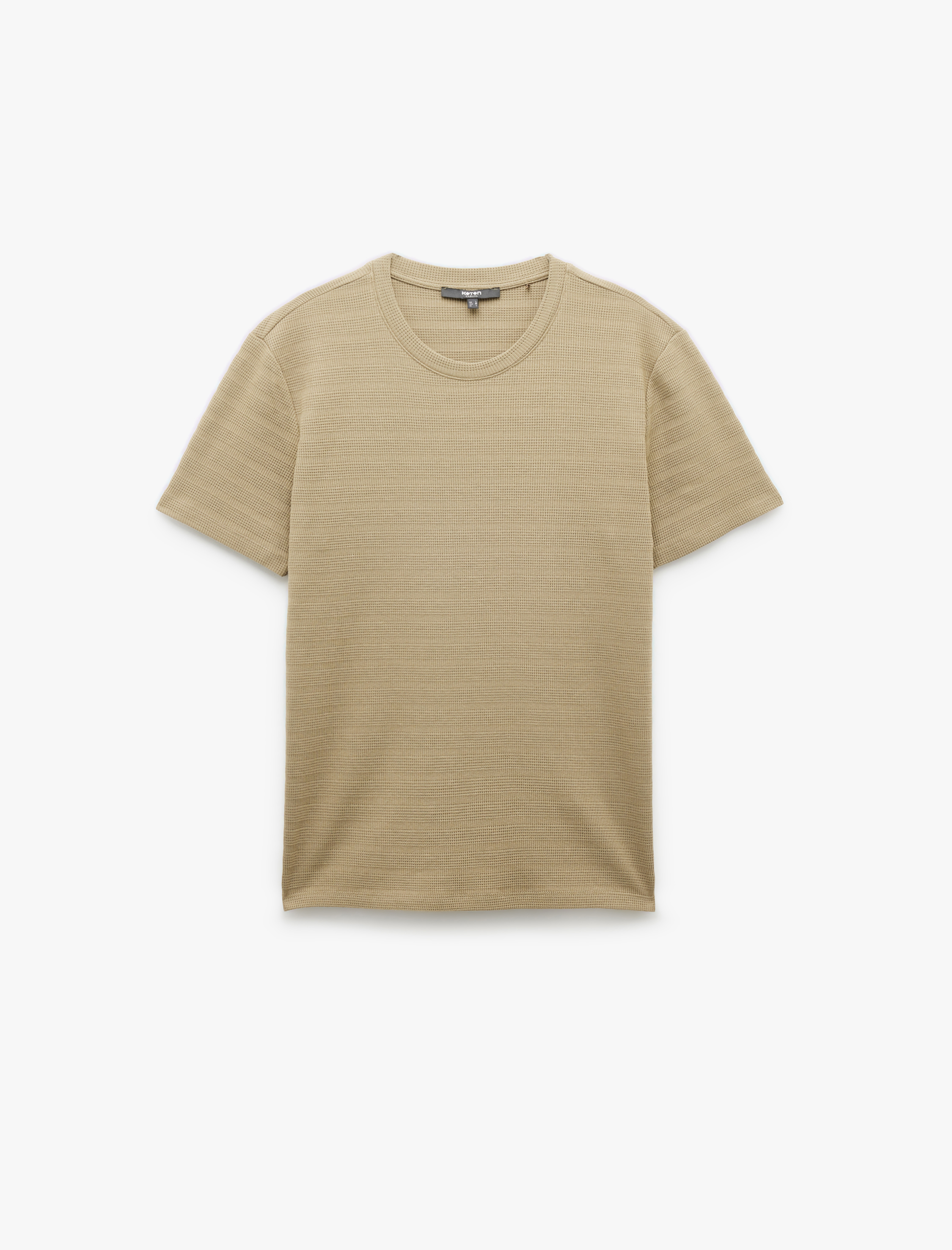   Bisiklet Yaka Dokulu Tok Kumaş Kısa Kollu Pamuklu Slim Fit Tişört