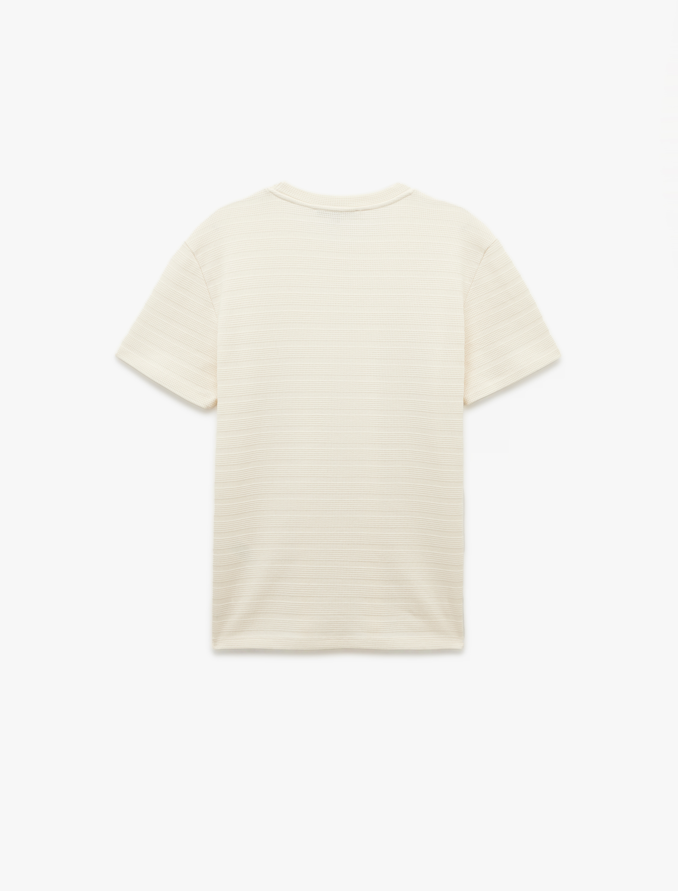   Bisiklet Yaka Dokulu Tok Kumaş Kısa Kollu Pamuklu Slim Fit Tişört