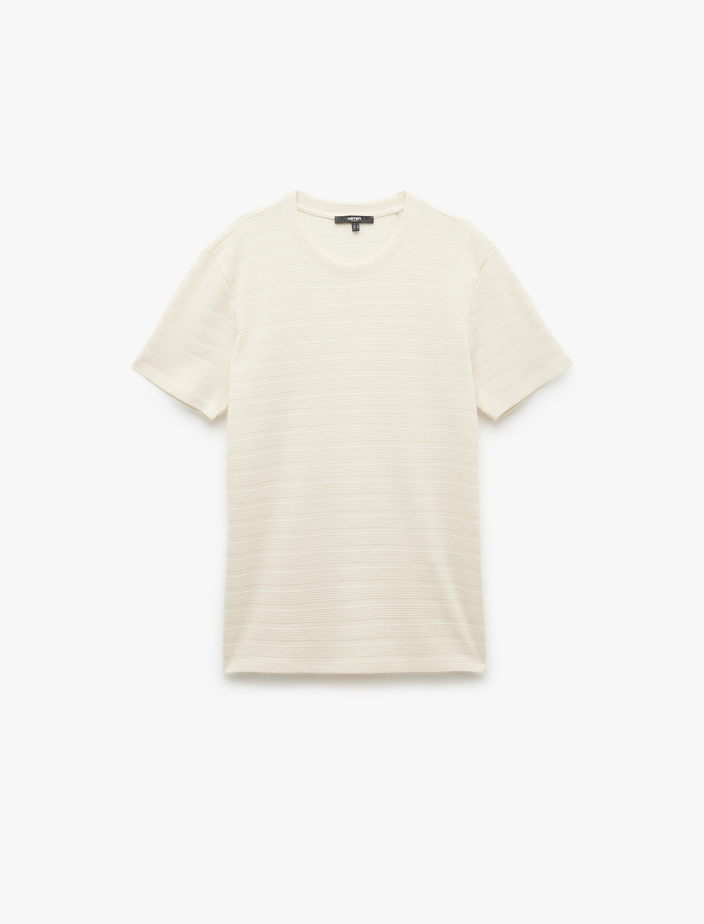   Bisiklet Yaka Dokulu Tok Kumaş Kısa Kollu Pamuklu Slim Fit Tişört