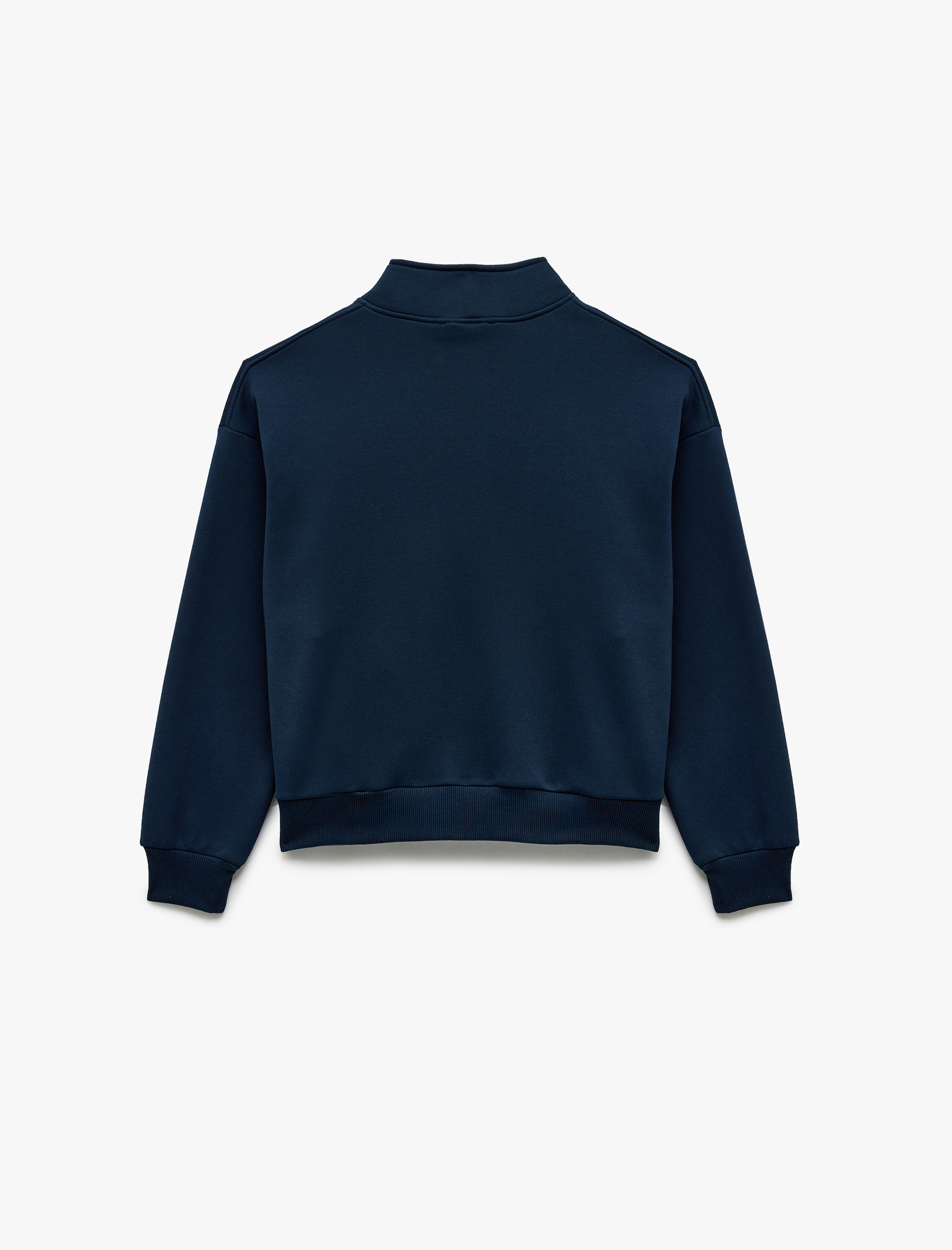   Şardonlu Uzun Kollu Baskılı Yarım Fermuarlı Oversize Sweatshirt