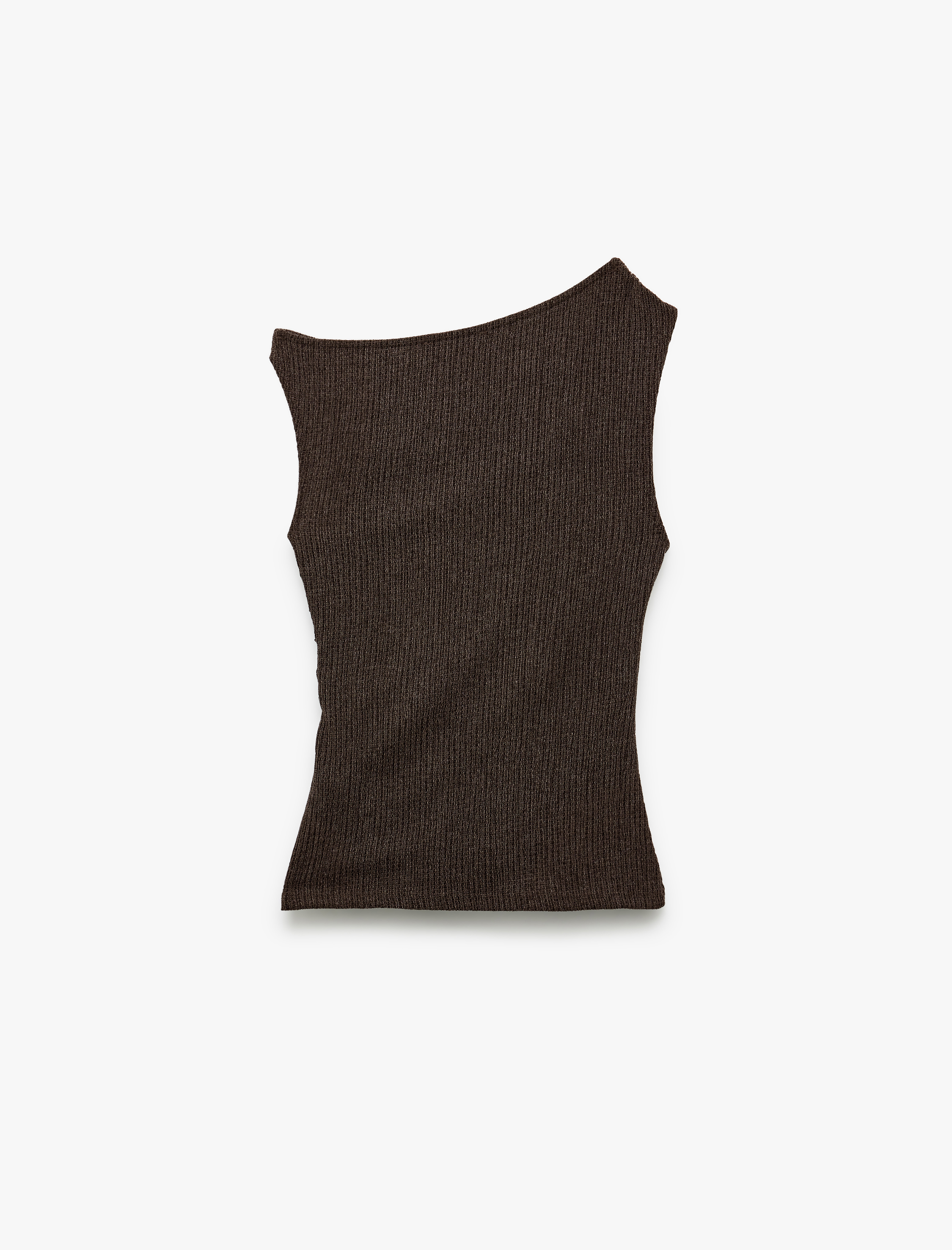   Drapeli Asimetrik Yaka Bürümcük Kolsuz Bluz