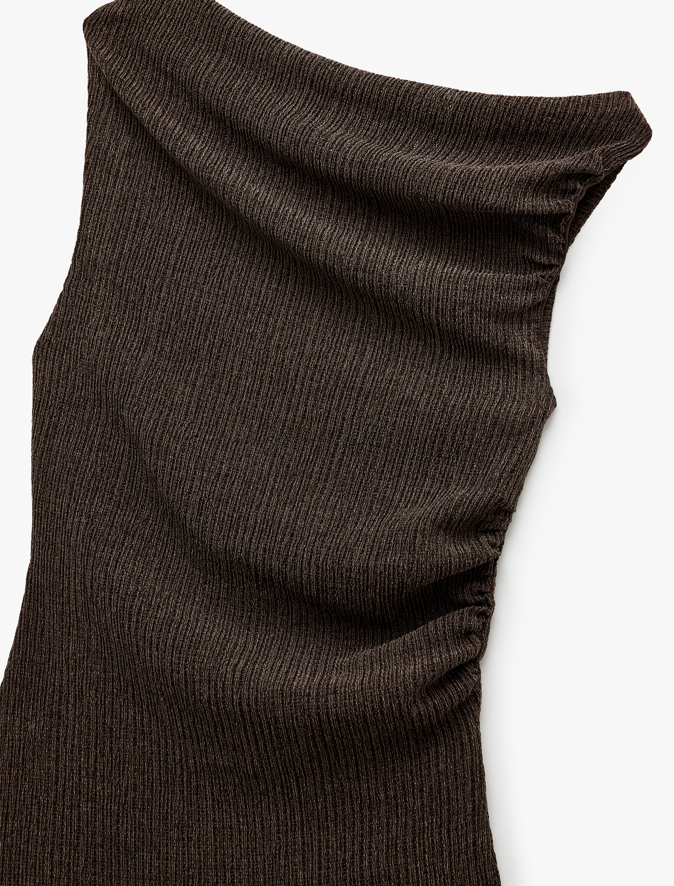   Drapeli Asimetrik Yaka Bürümcük Kolsuz Bluz