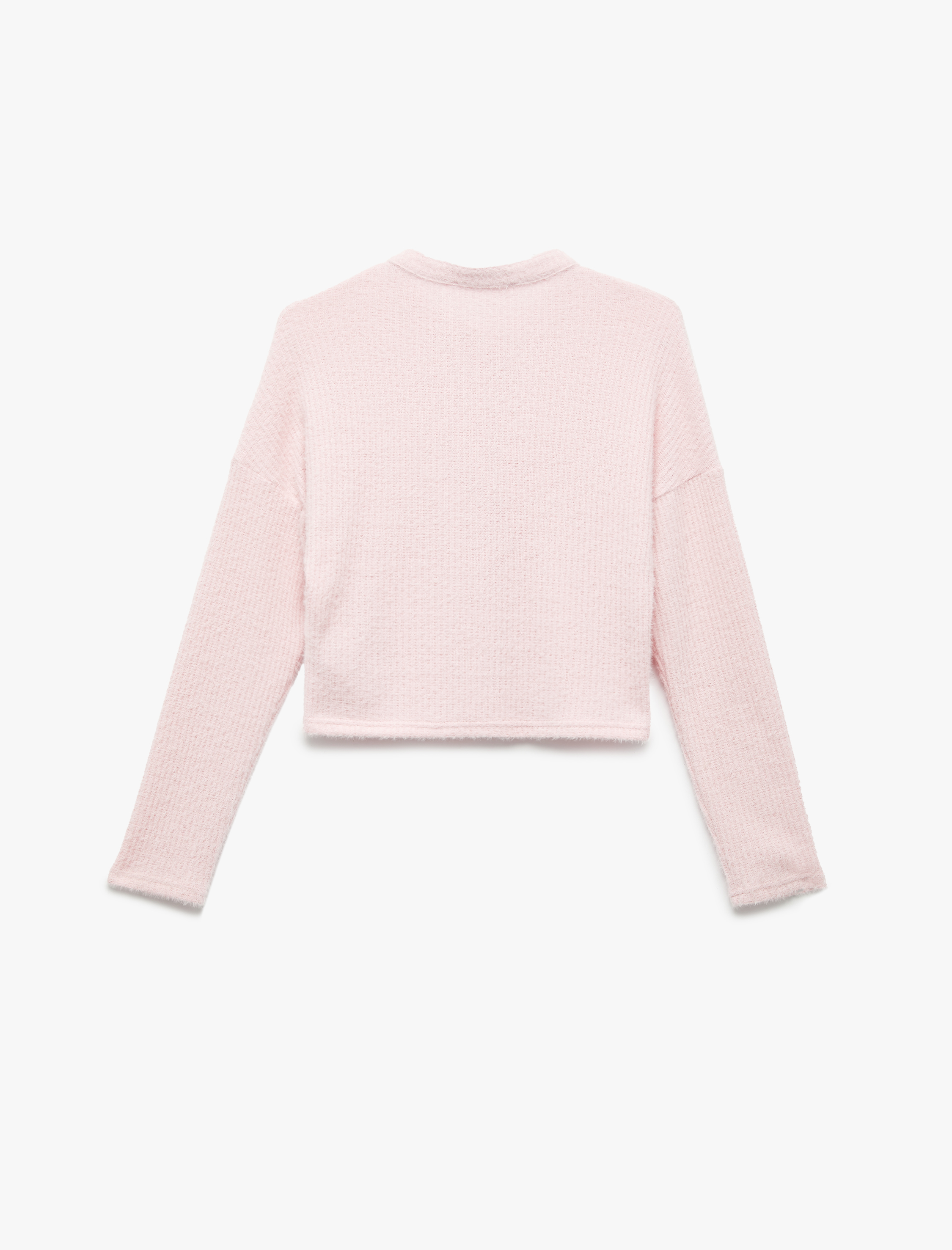   Uzun Kollu Bisiklet Yaka Düğmeli Hırka