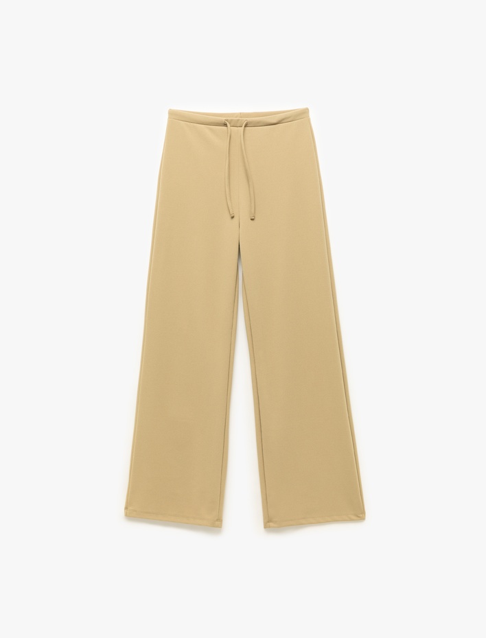  Yüksek Bel Bağcıklı Geniş Paça Pantolon