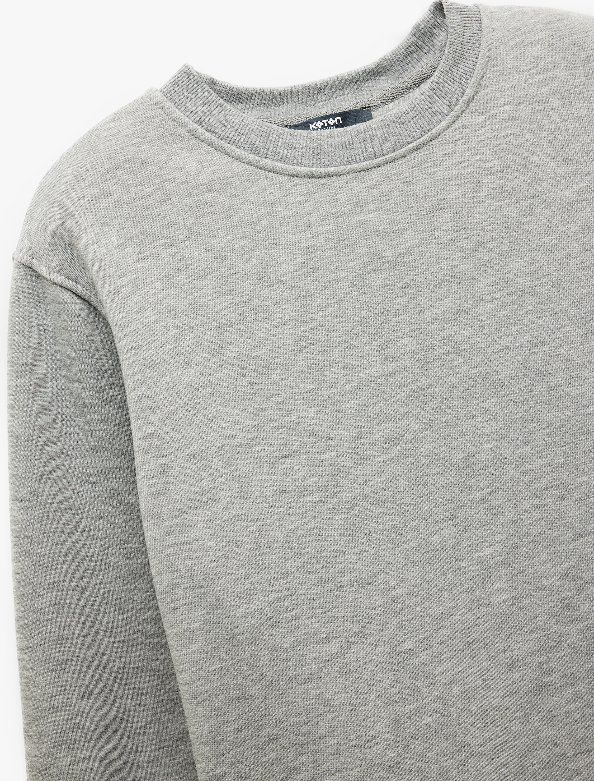   Uzun Kollu Şardonlu Kumaş Detaylı Bisiklet Yaka Sweatshirt