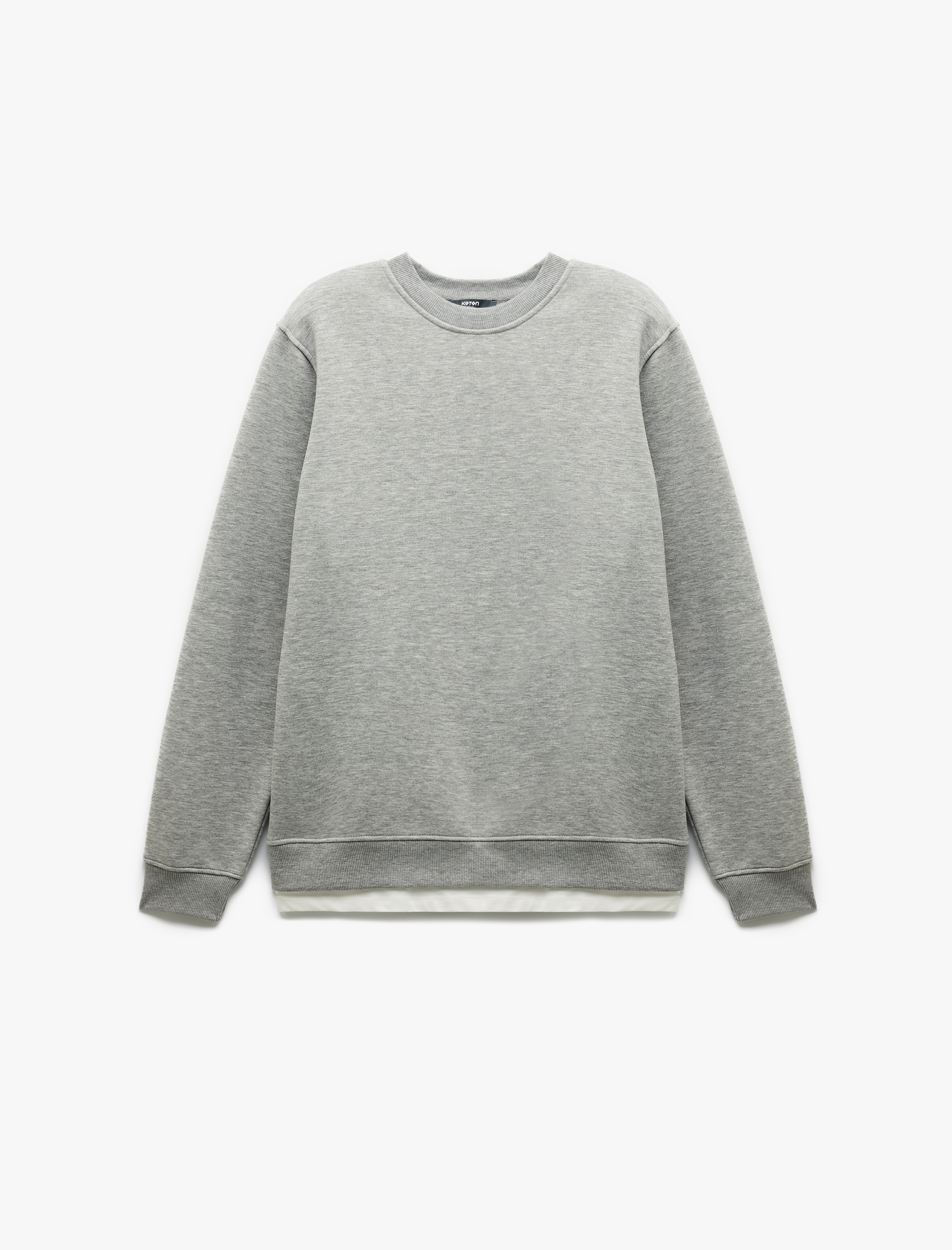   Uzun Kollu Şardonlu Kumaş Detaylı Bisiklet Yaka Sweatshirt