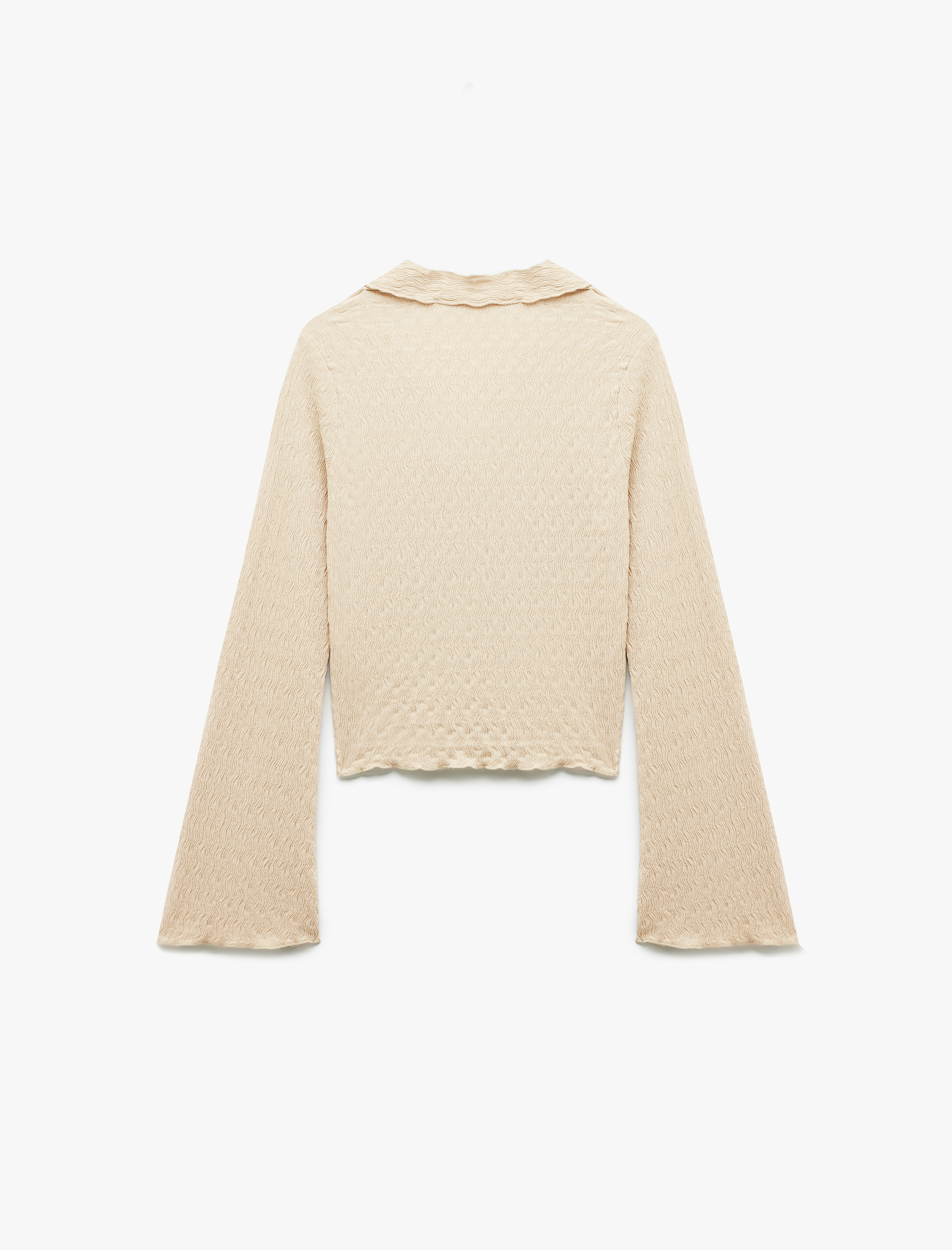   Bürümcük Kumaş Slim Fit Düğmeli Ekstra Uzun İspanyol Kollu Gömlek