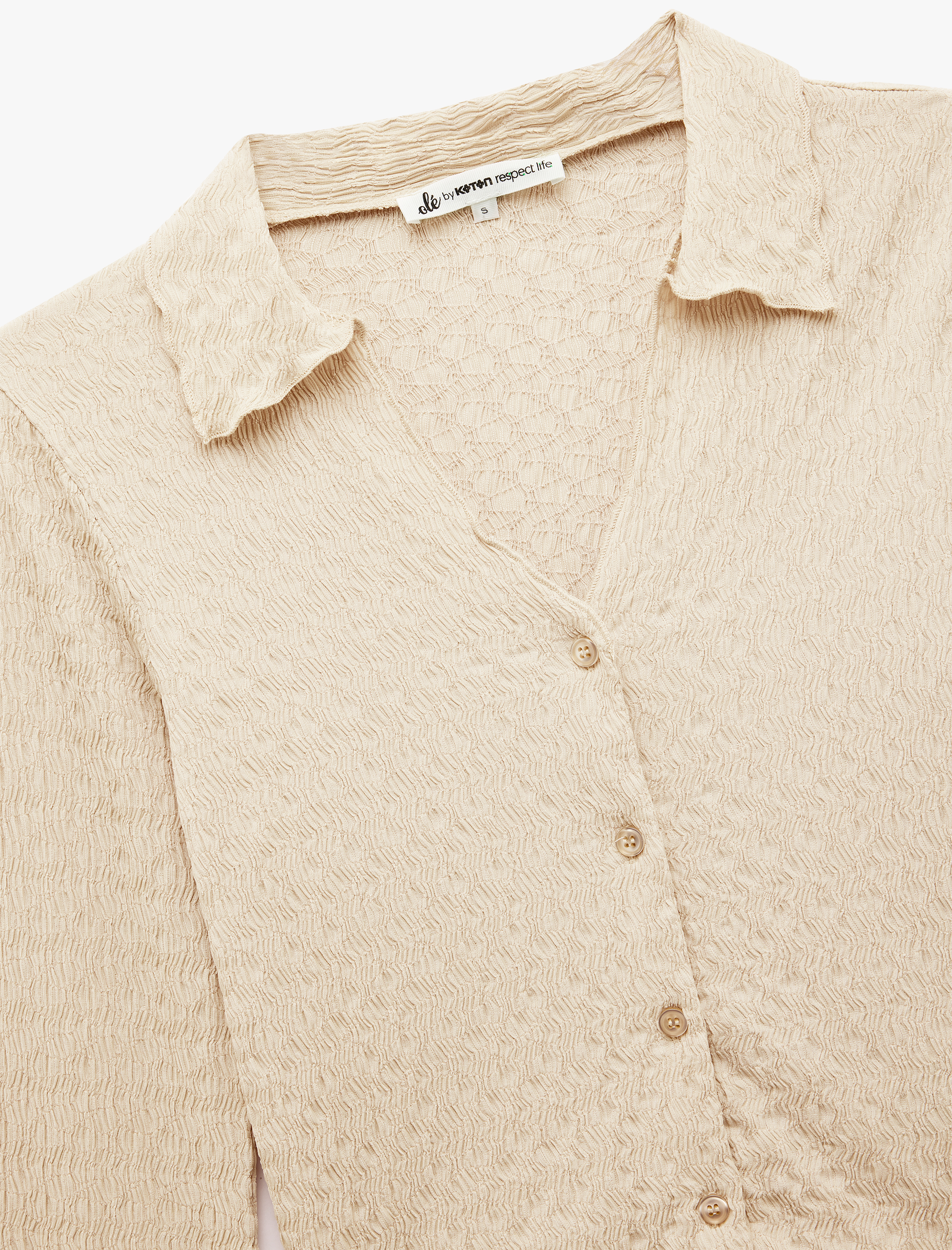   Bürümcük Kumaş Slim Fit Düğmeli Ekstra Uzun İspanyol Kollu Gömlek