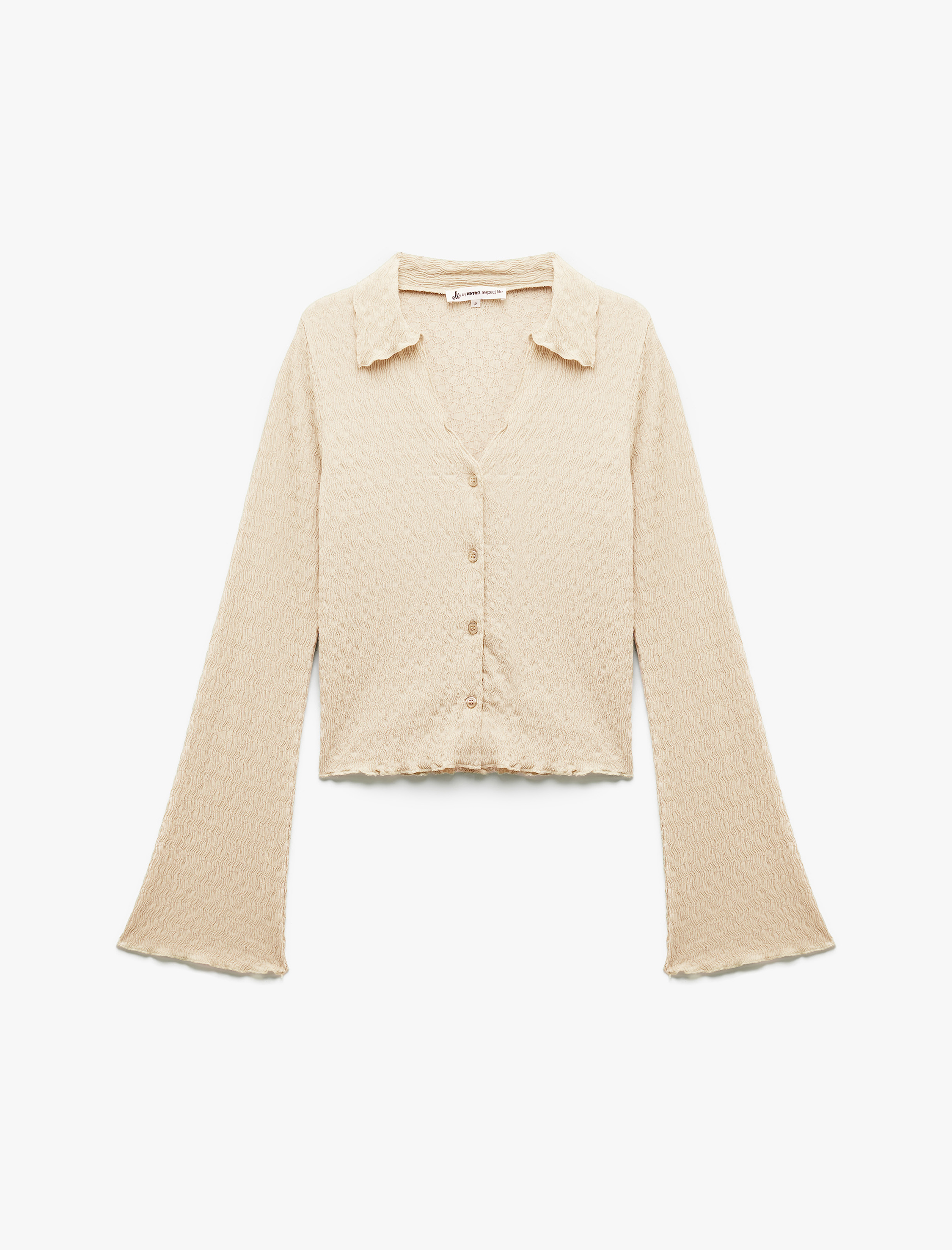   Bürümcük Kumaş Slim Fit Düğmeli Ekstra Uzun İspanyol Kollu Gömlek