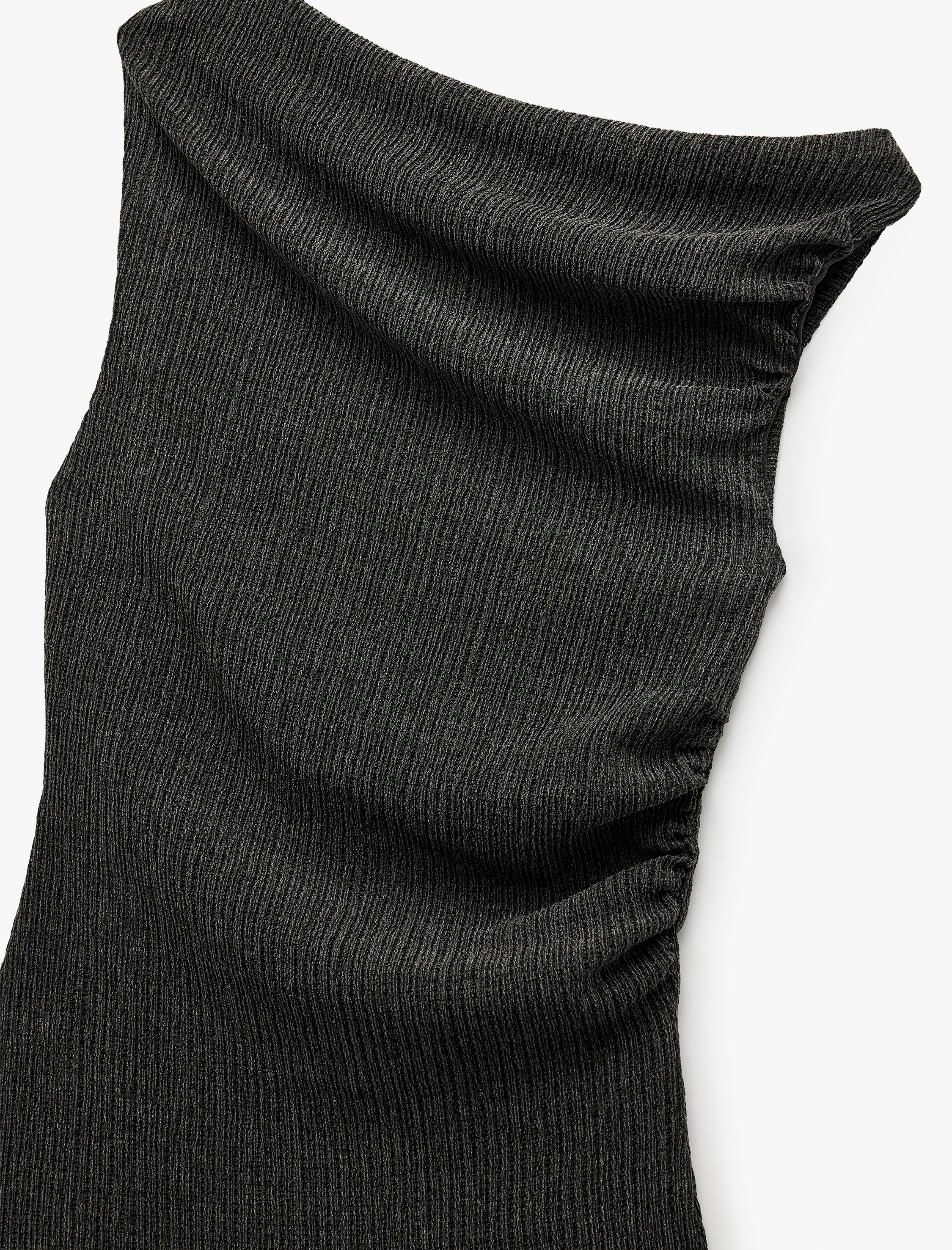   Drapeli Asimetrik Yaka Bürümcük Kolsuz Bluz