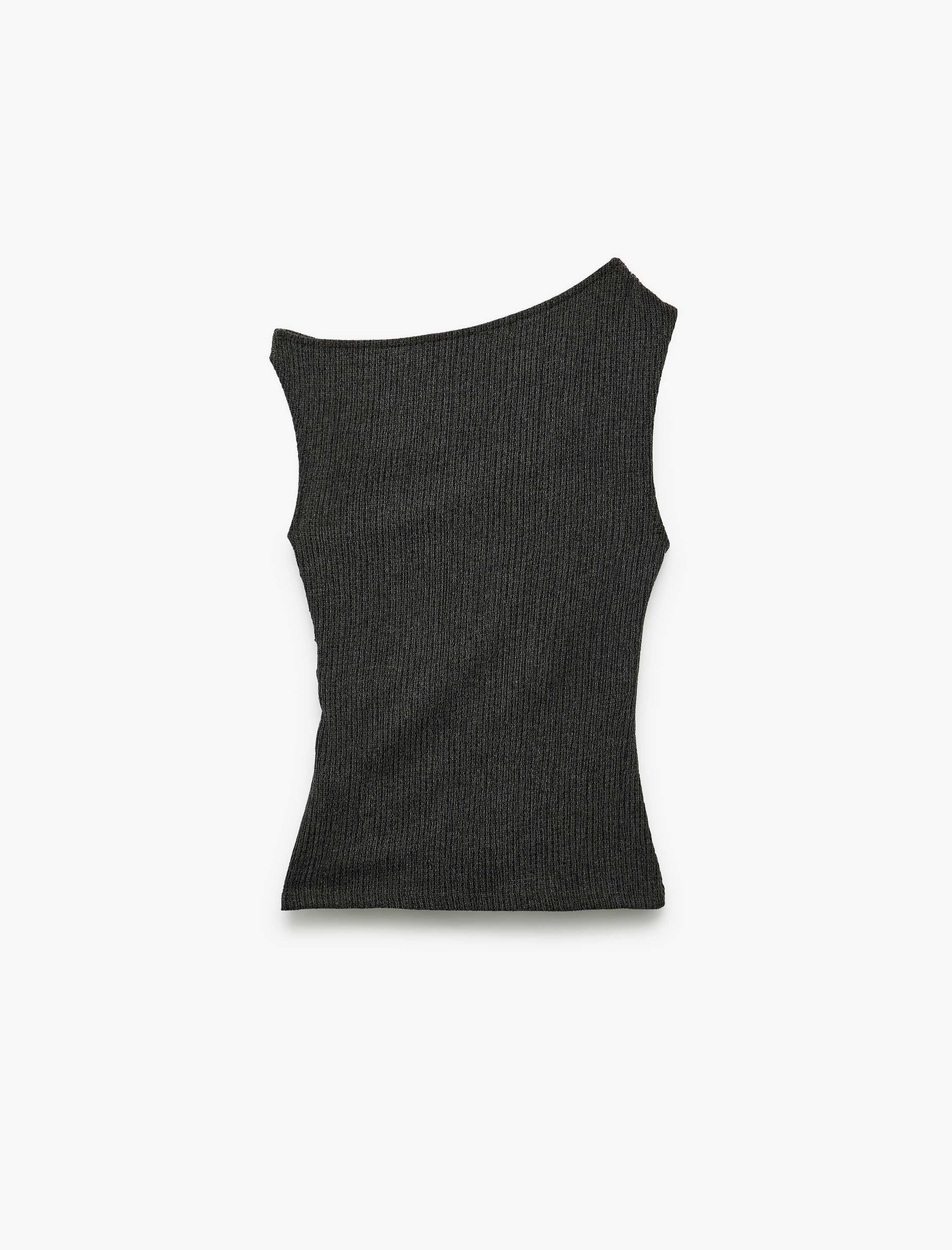   Drapeli Asimetrik Yaka Bürümcük Kolsuz Bluz