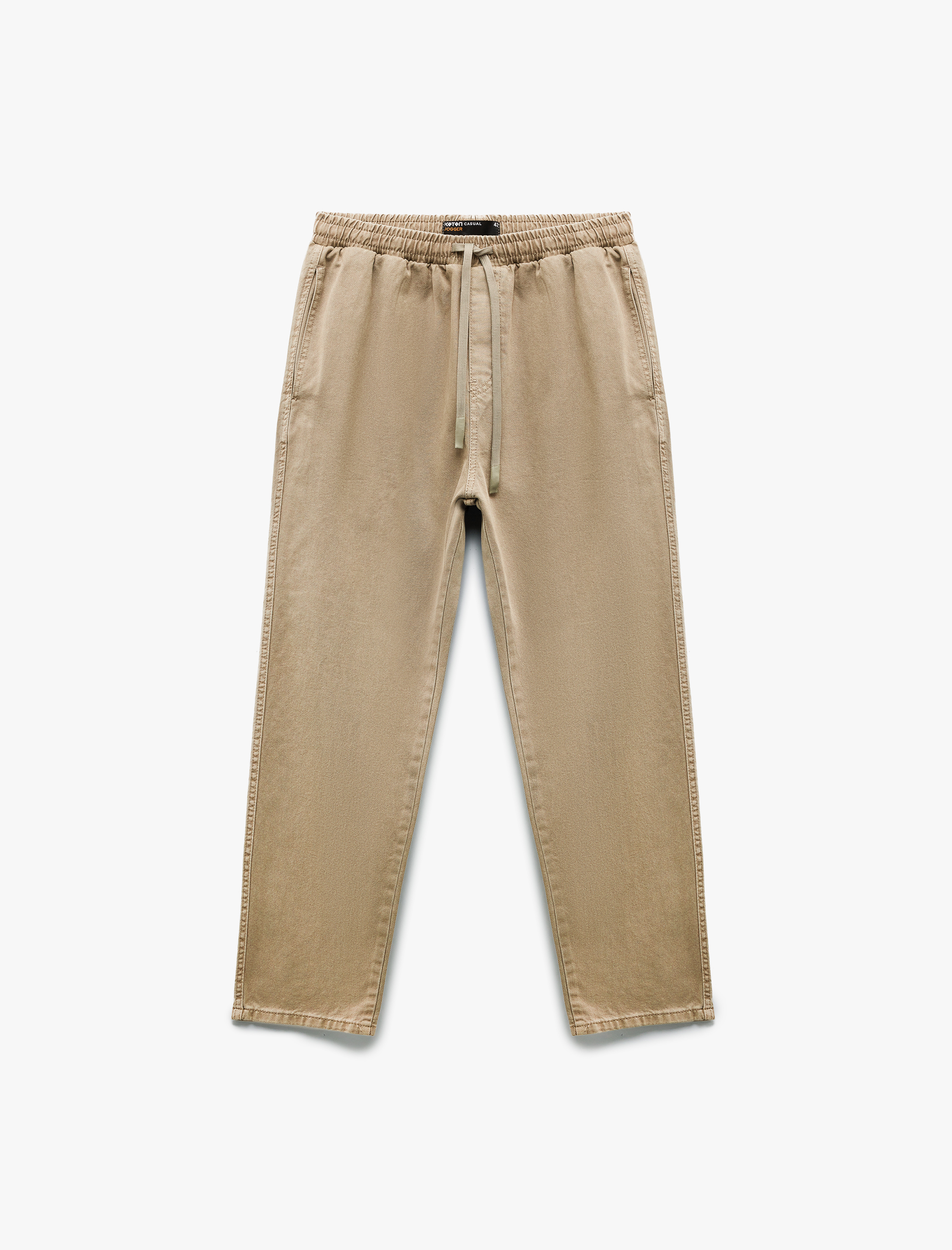   Cep Detaylı Pamuklu Straight Fit Beli Bağcıklı Rahat Kesim Gabardin Pantolon