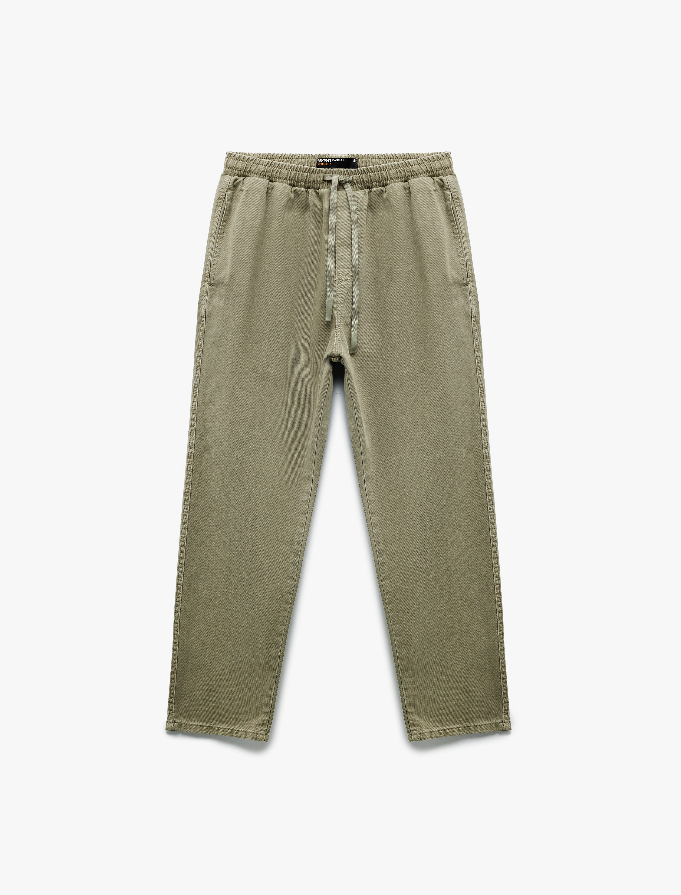   Cep Detaylı Pamuklu Straight Fit Beli Bağcıklı Rahat Kesim Gabardin Pantolon