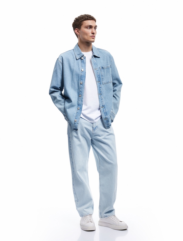  Pamuklu Cep Detaylı Bol Baggy Jean Pantolon