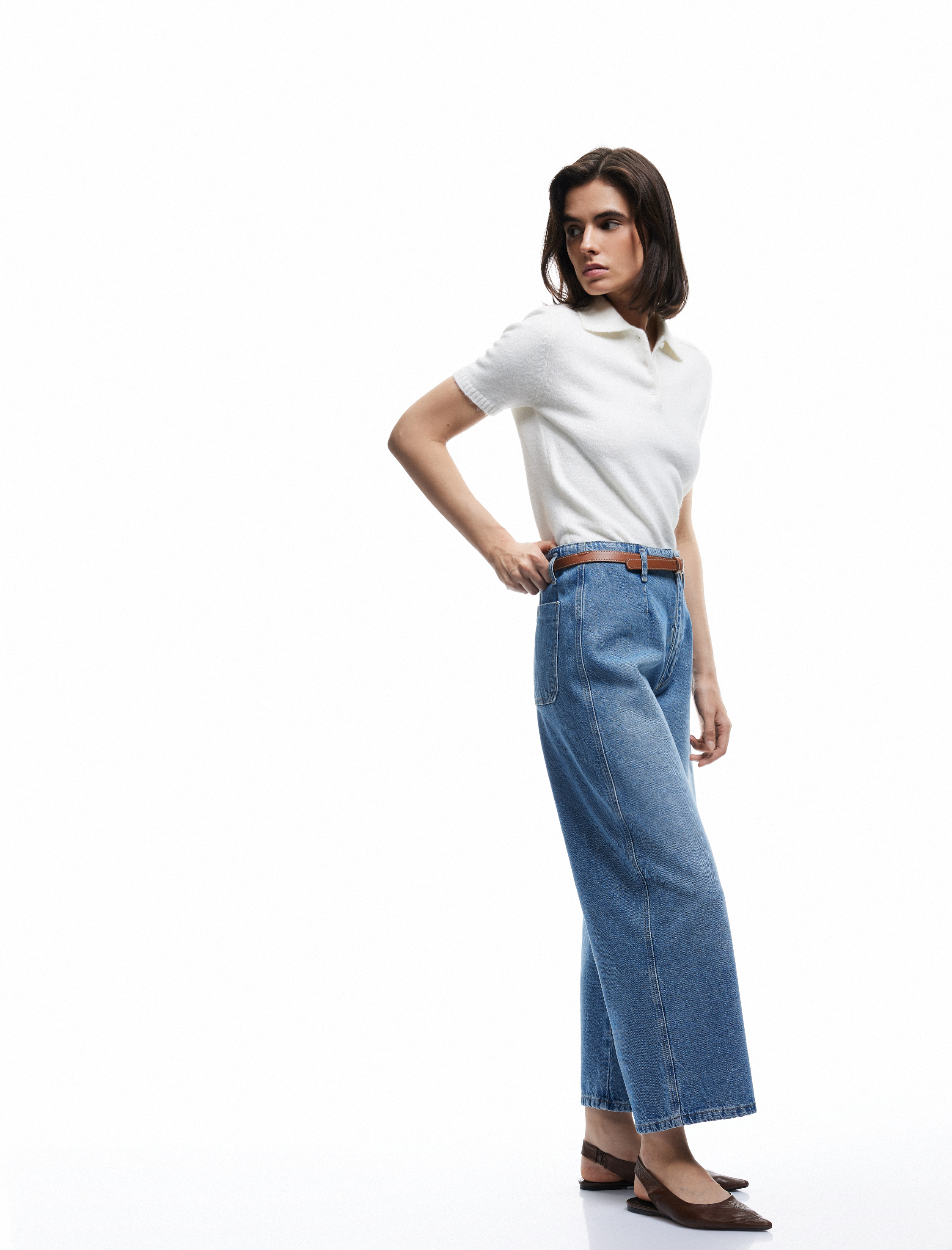   Yüksek Bel Pamuklu Geniş Paça Jean Pantolon - Wide Leg Jeans