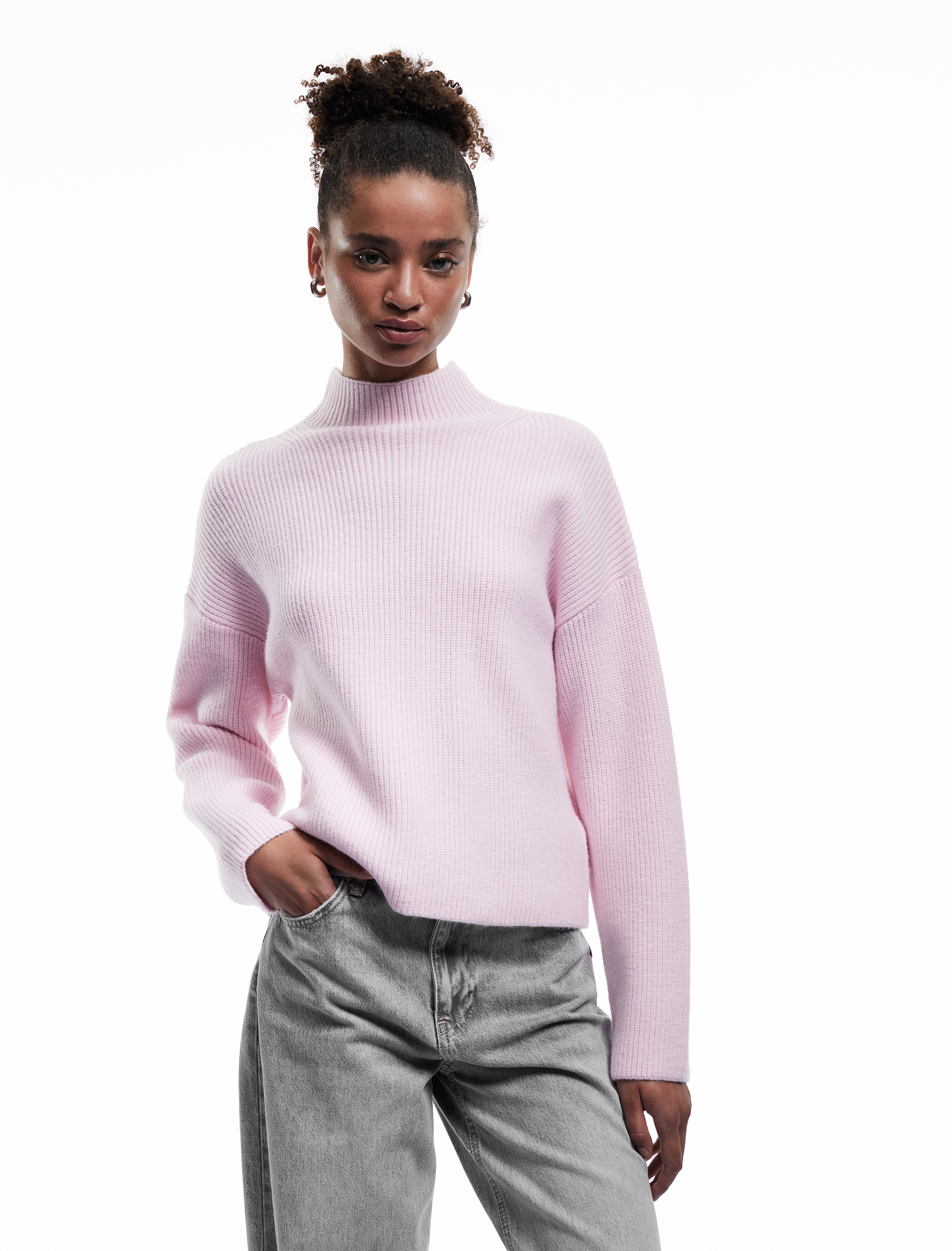   Dik Yaka Uzun Kollu Rahat Kalıp Basic Triko Kazak