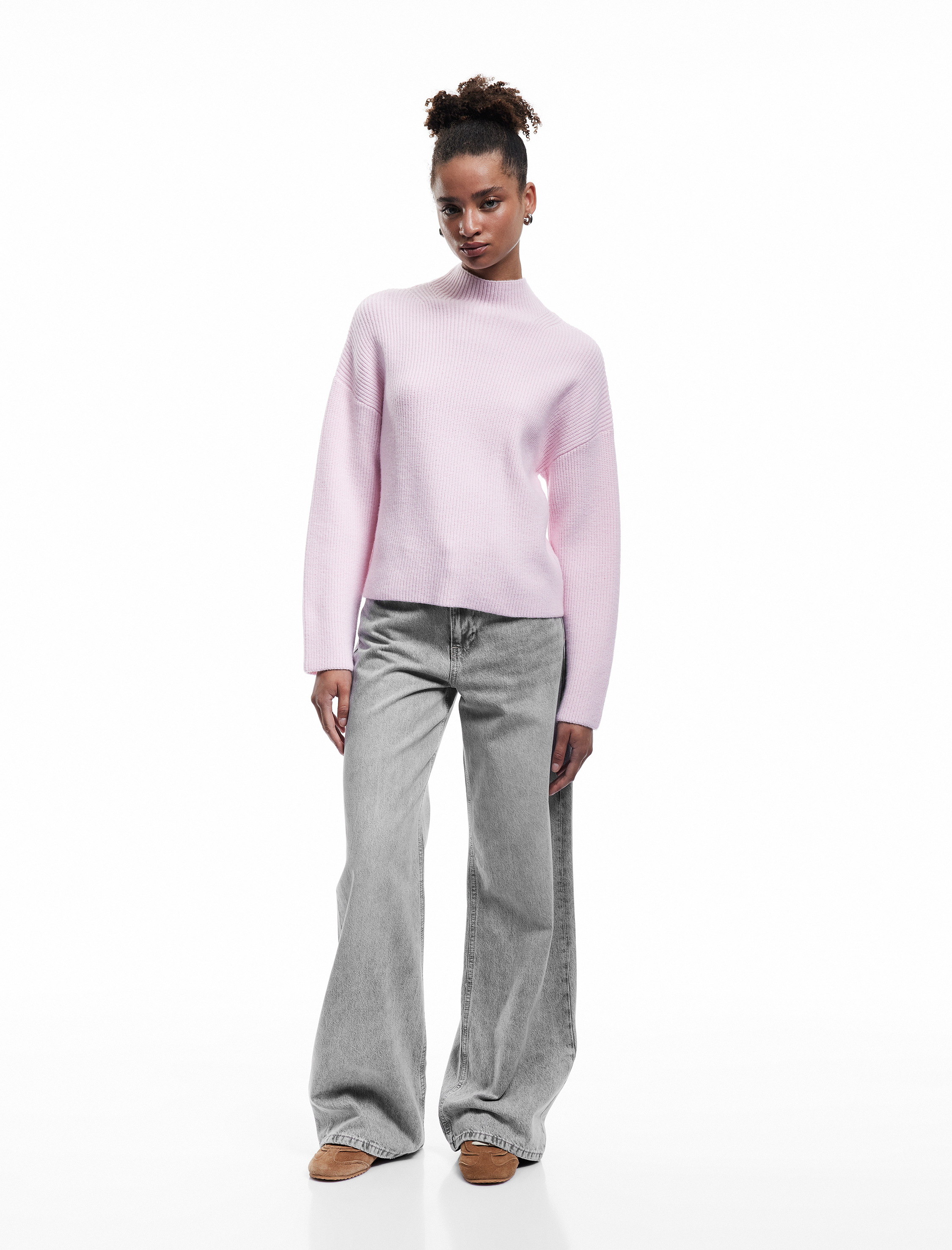   Dik Yaka Uzun Kollu Rahat Kalıp Basic Triko Kazak