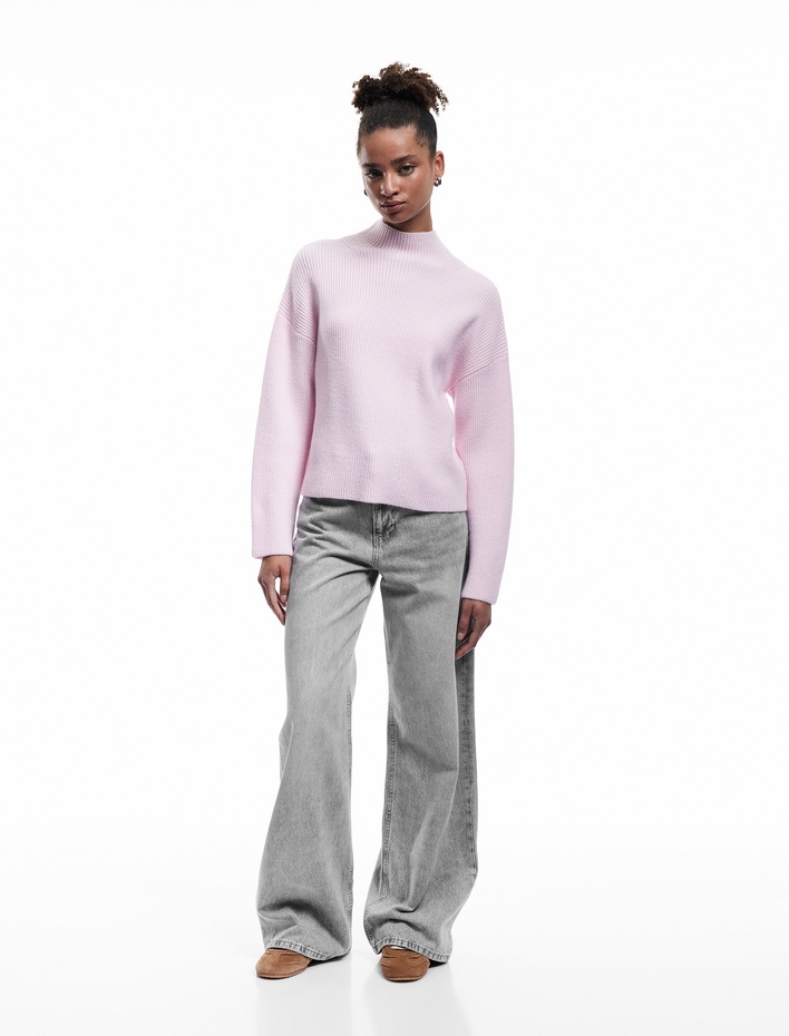  Dik Yaka Uzun Kollu Rahat Kalıp Basic Triko Kazak