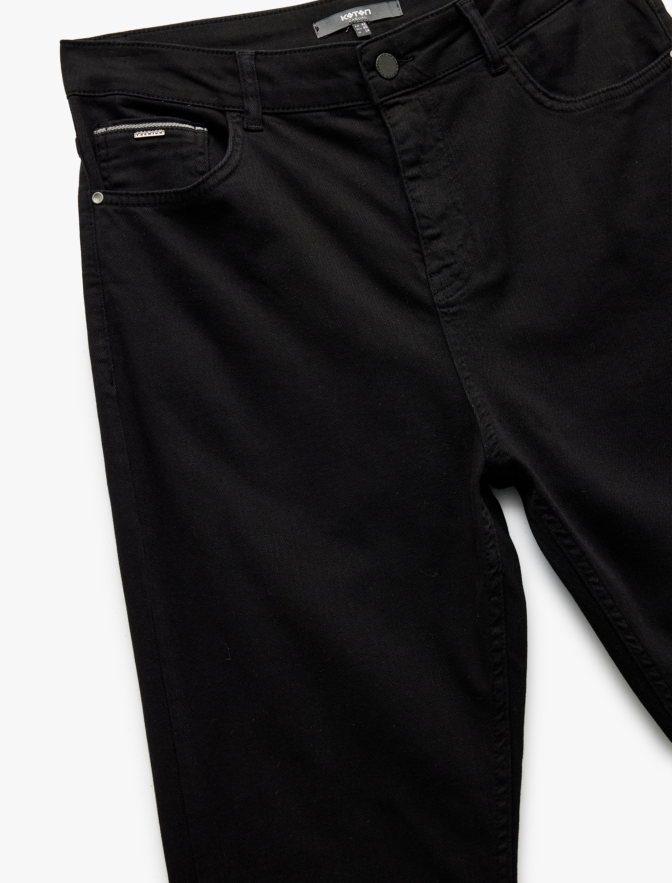   Normal Bel Düğmeli Pamuklu Cep Detaylı Gabardin Pantolon