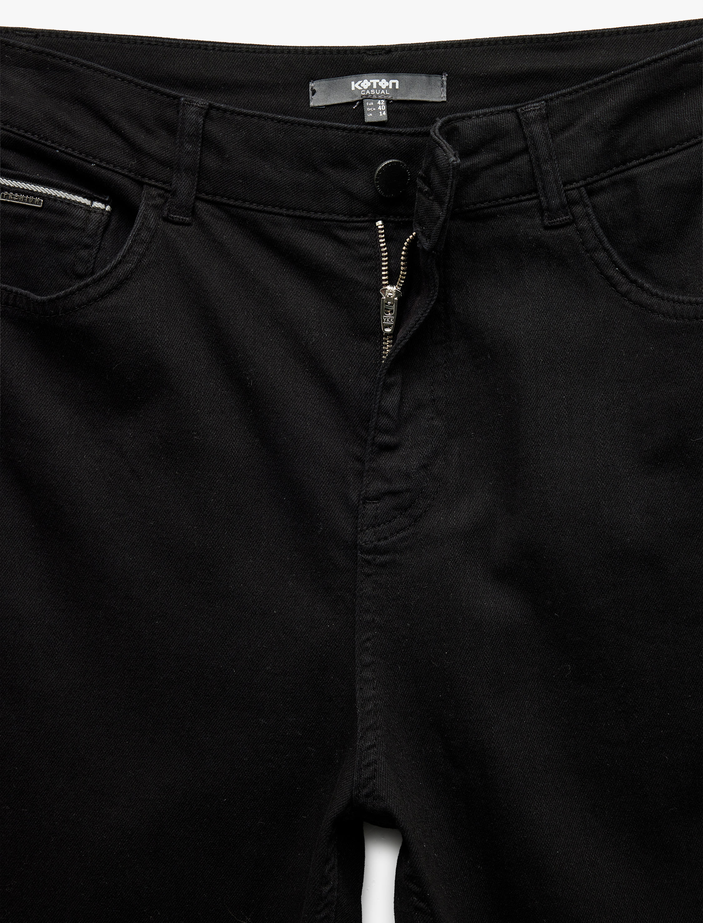   Normal Bel Düğmeli Pamuklu Cep Detaylı Gabardin Pantolon