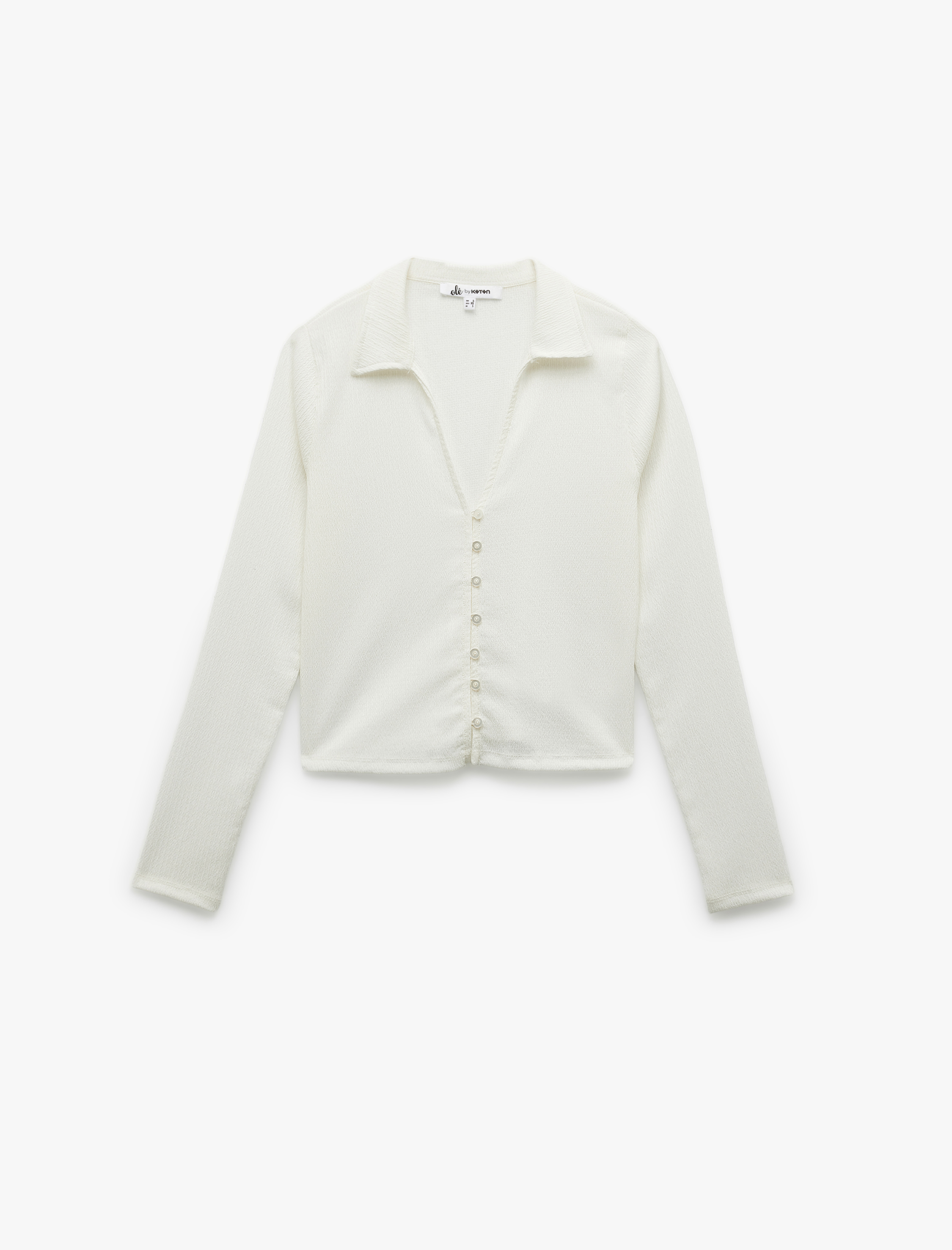   Gömlek Yaka Uzun Kollu Düğmeli Slim Fit Tişört