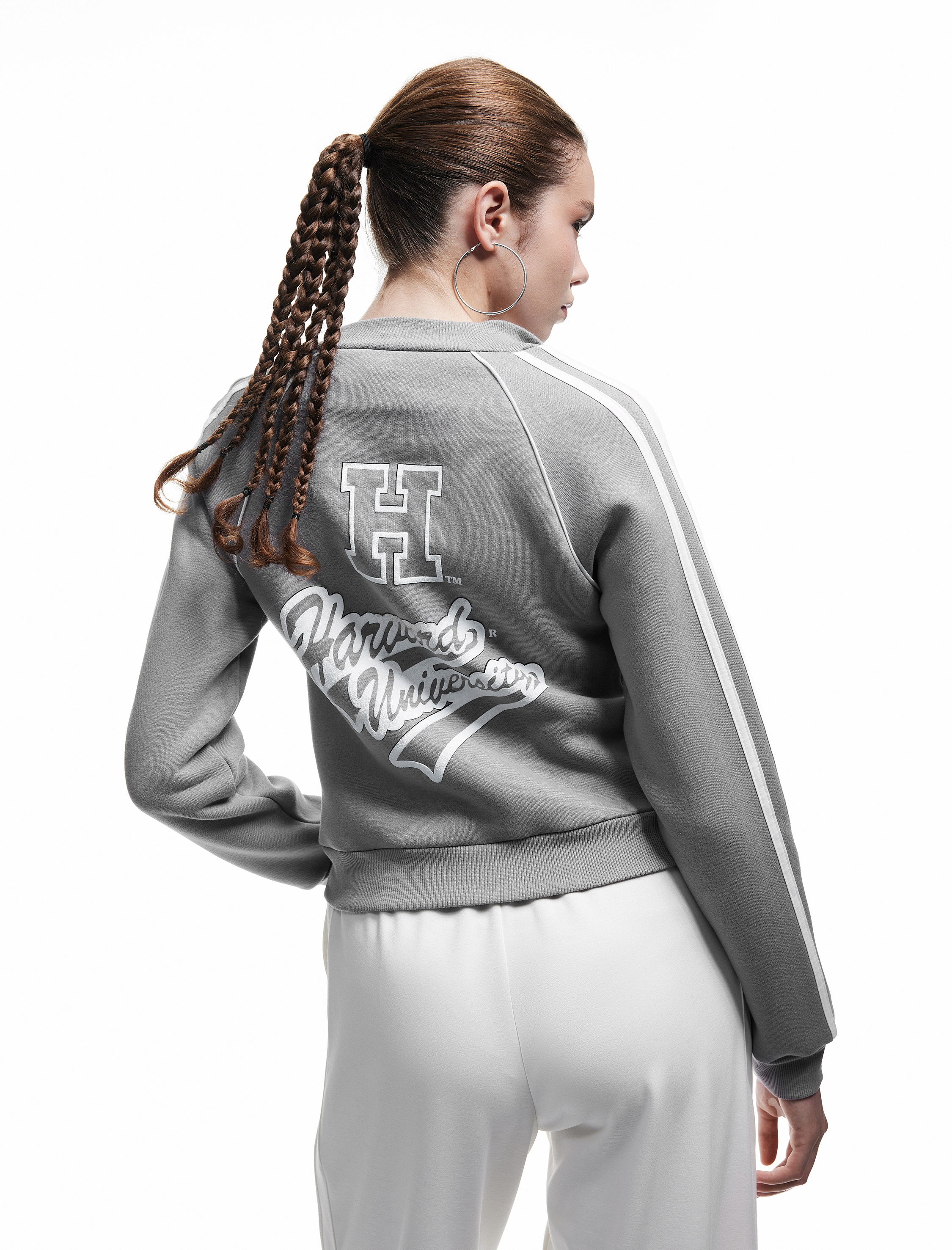   Harvard Lisanslı Fermuarlı Şardonlu Baskılı Sweatshirt