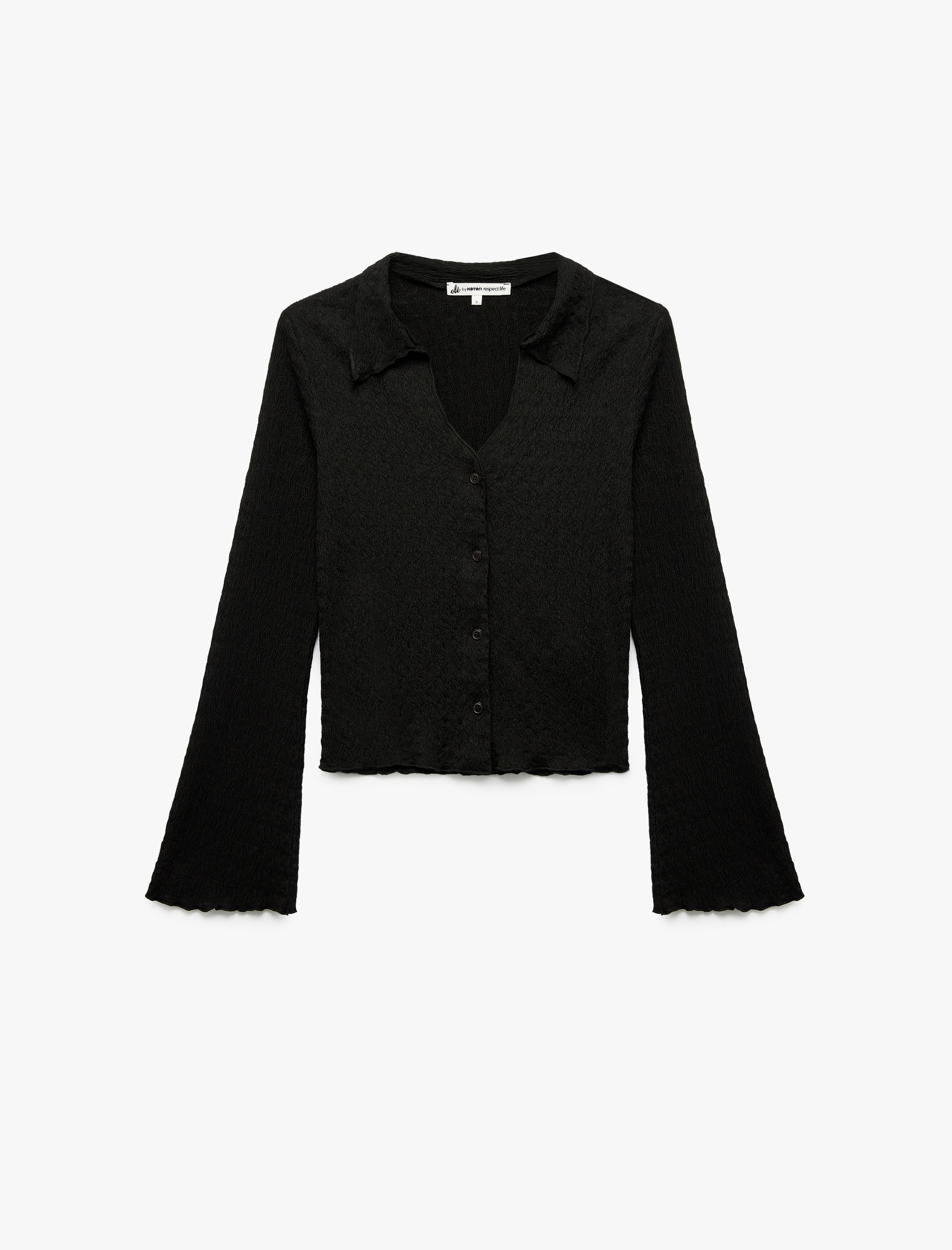   Bürümcük Kumaş Slim Fit Düğmeli Ekstra Uzun İspanyol Kollu Gömlek