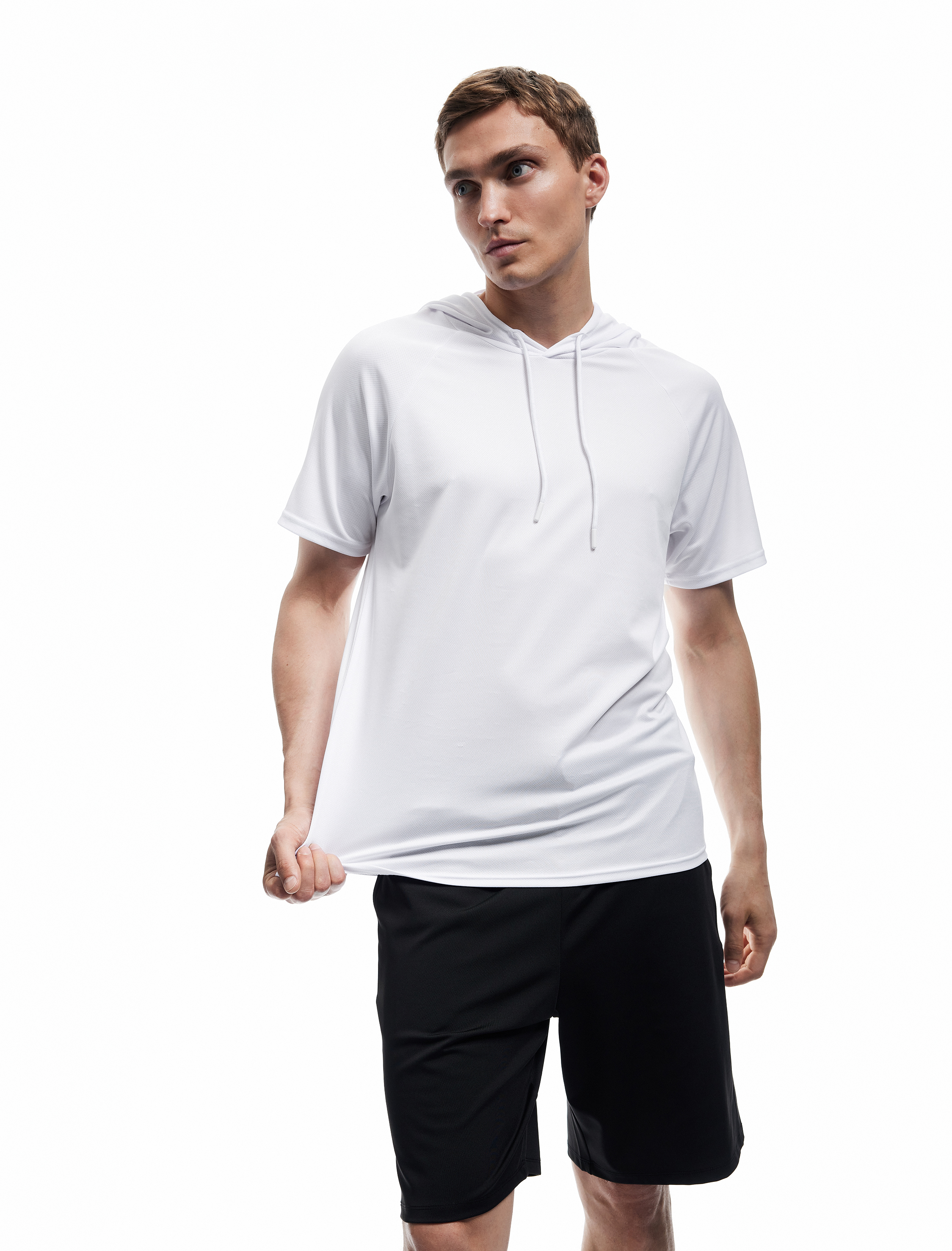 Kısa Kollu Kapşonlu Oversize Spor Tişört