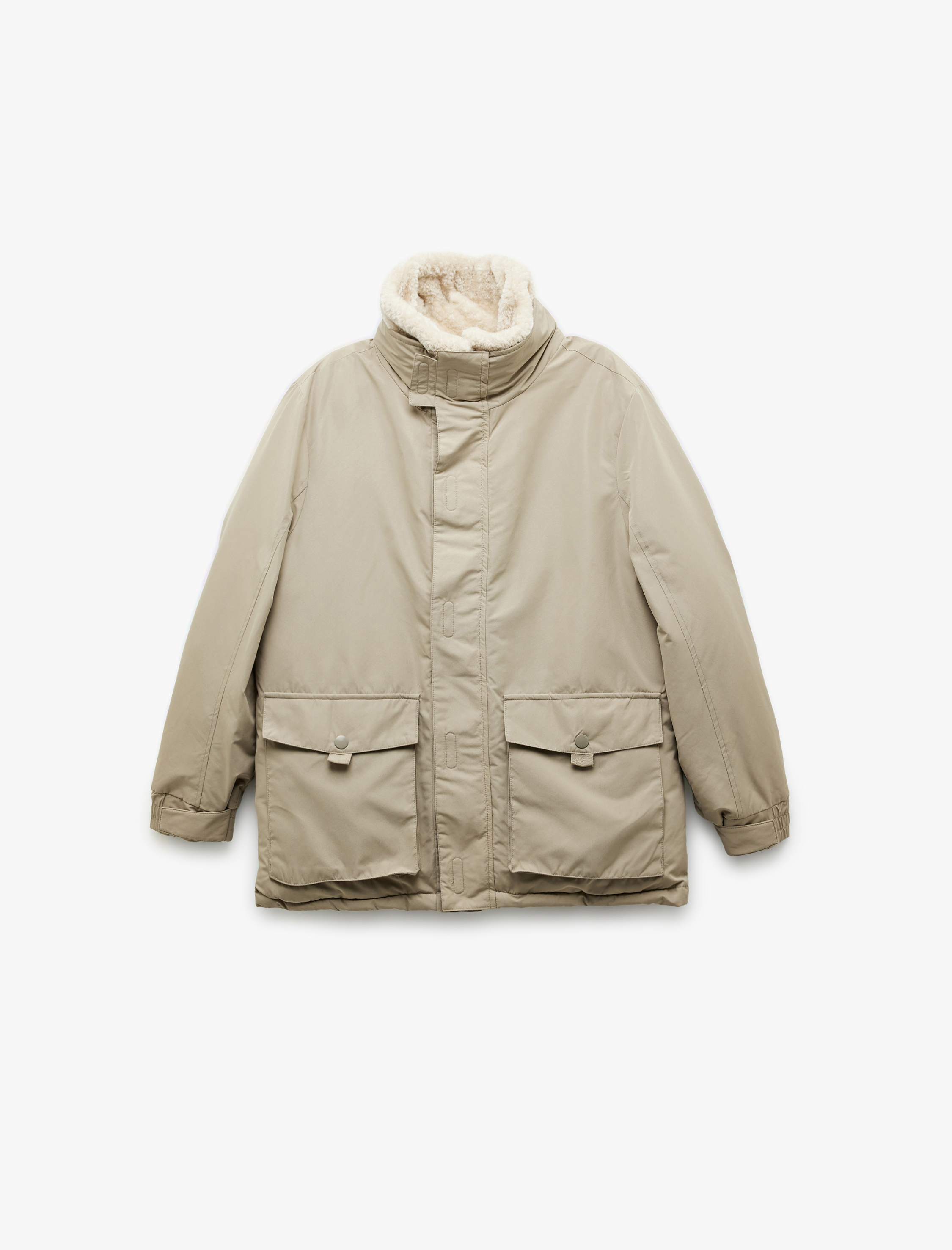   Fermuarlı Kapaklı Cepli Peluş Yaka Mont