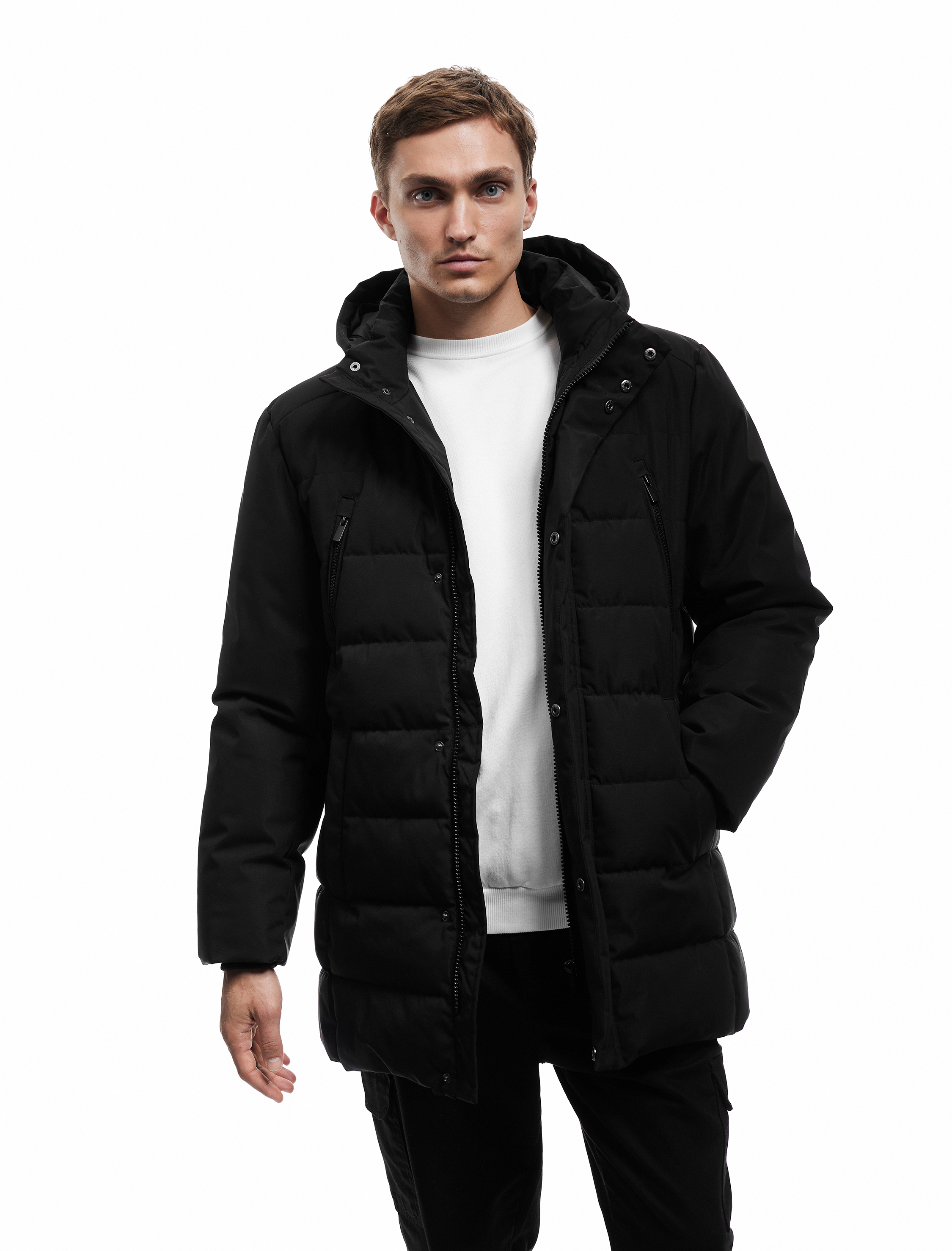   Çıtçıt Düğme Detaylı Fermuarlı Cepli Çıkarılabilir Kapşonlu Parka