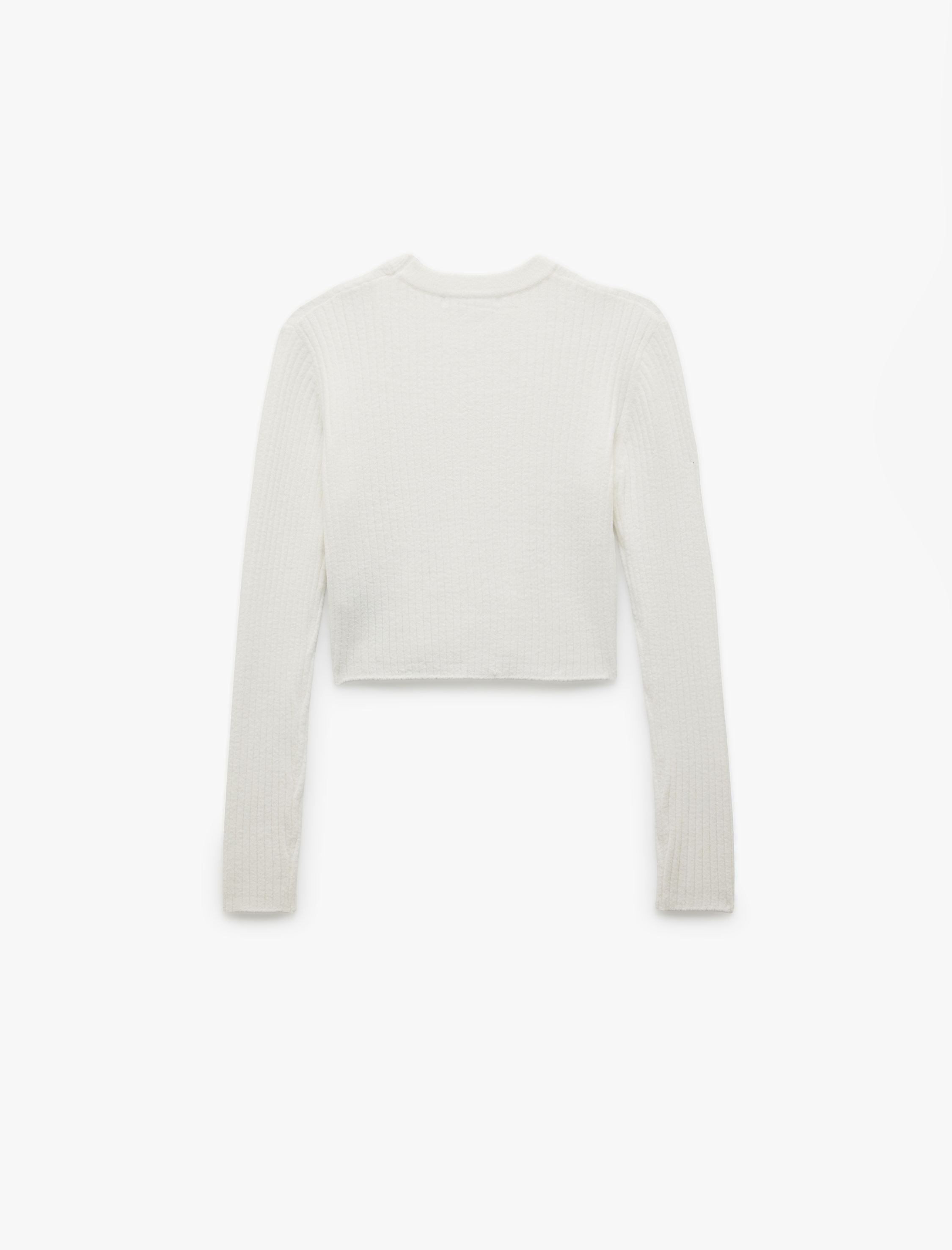 Uzun Kollu Bisiklet Yaka Triko Crop Kazak