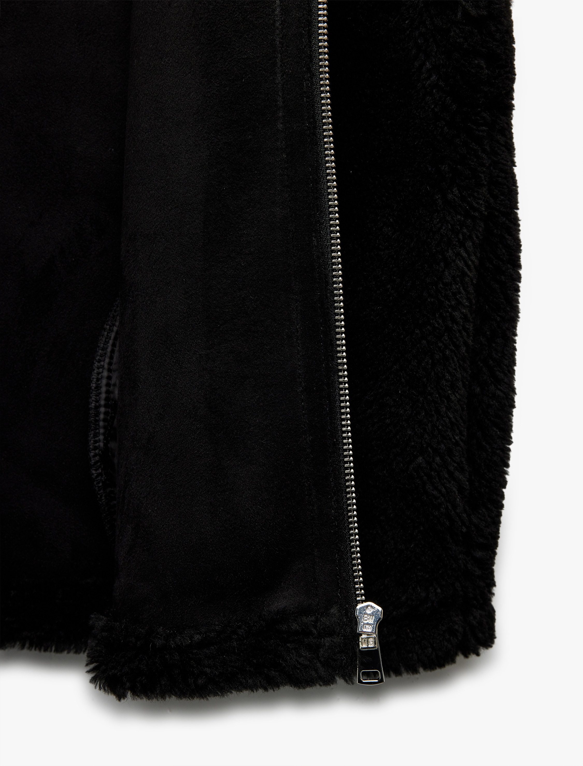   Fermuarlı Uzun Şal Yaka Peluş Yelek