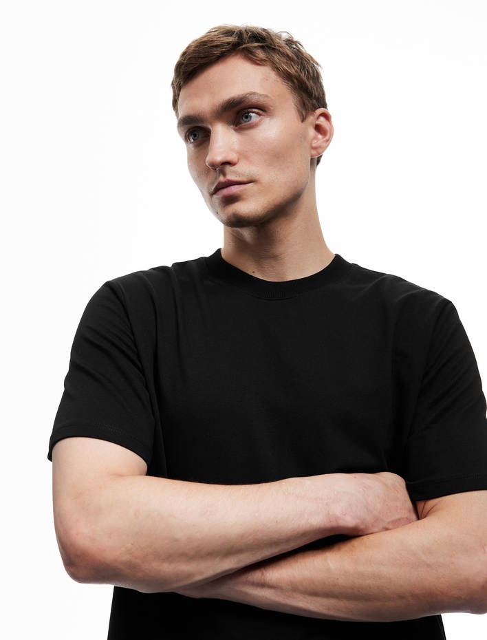  Kısa Kollu Bisiklet Yaka Tok Kumaş Regular Fit Pamuklu Tişört