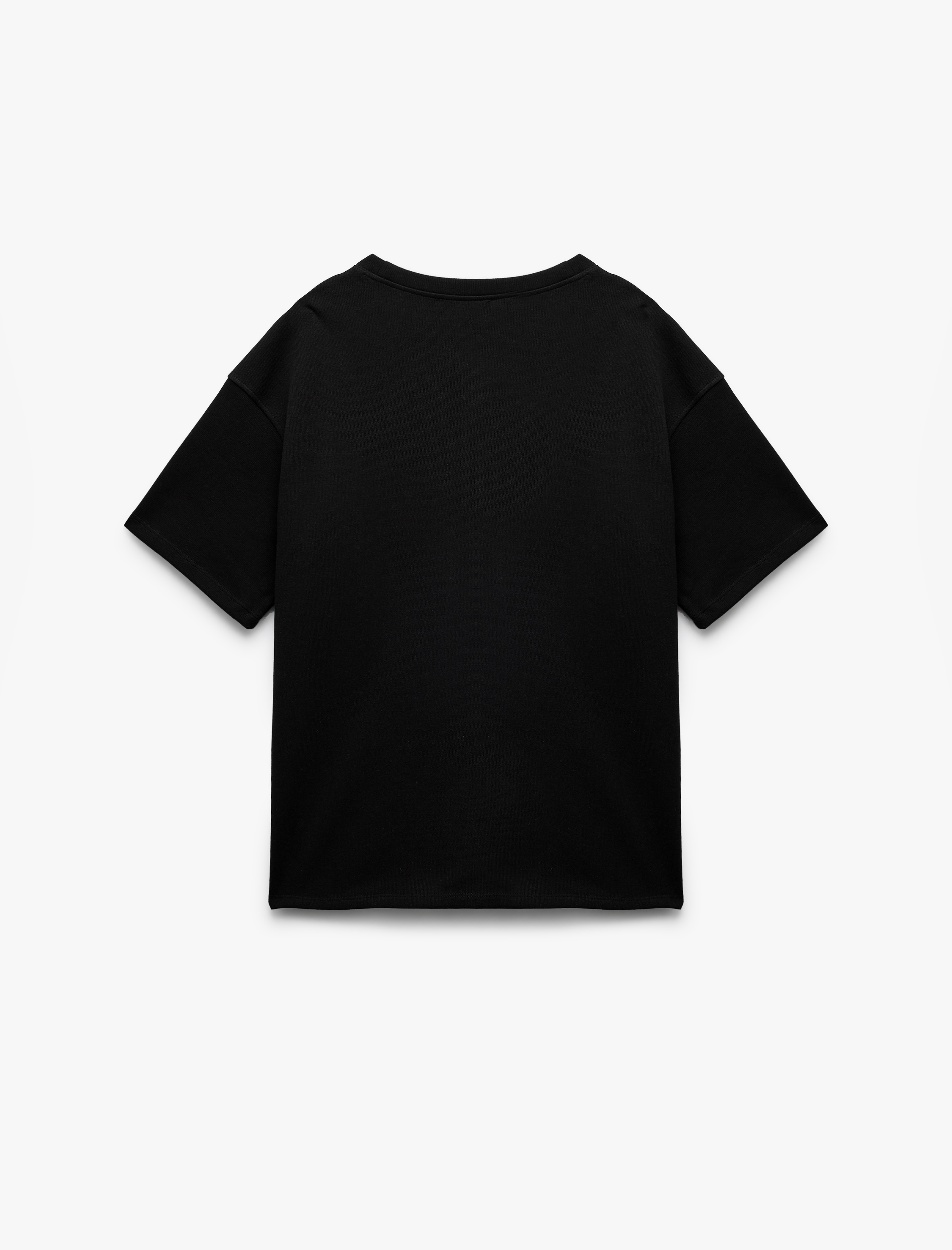   Pamuklu Kısa Kollu Bisiklet Yaka Tok Kumaş Oversize Basic Tişört