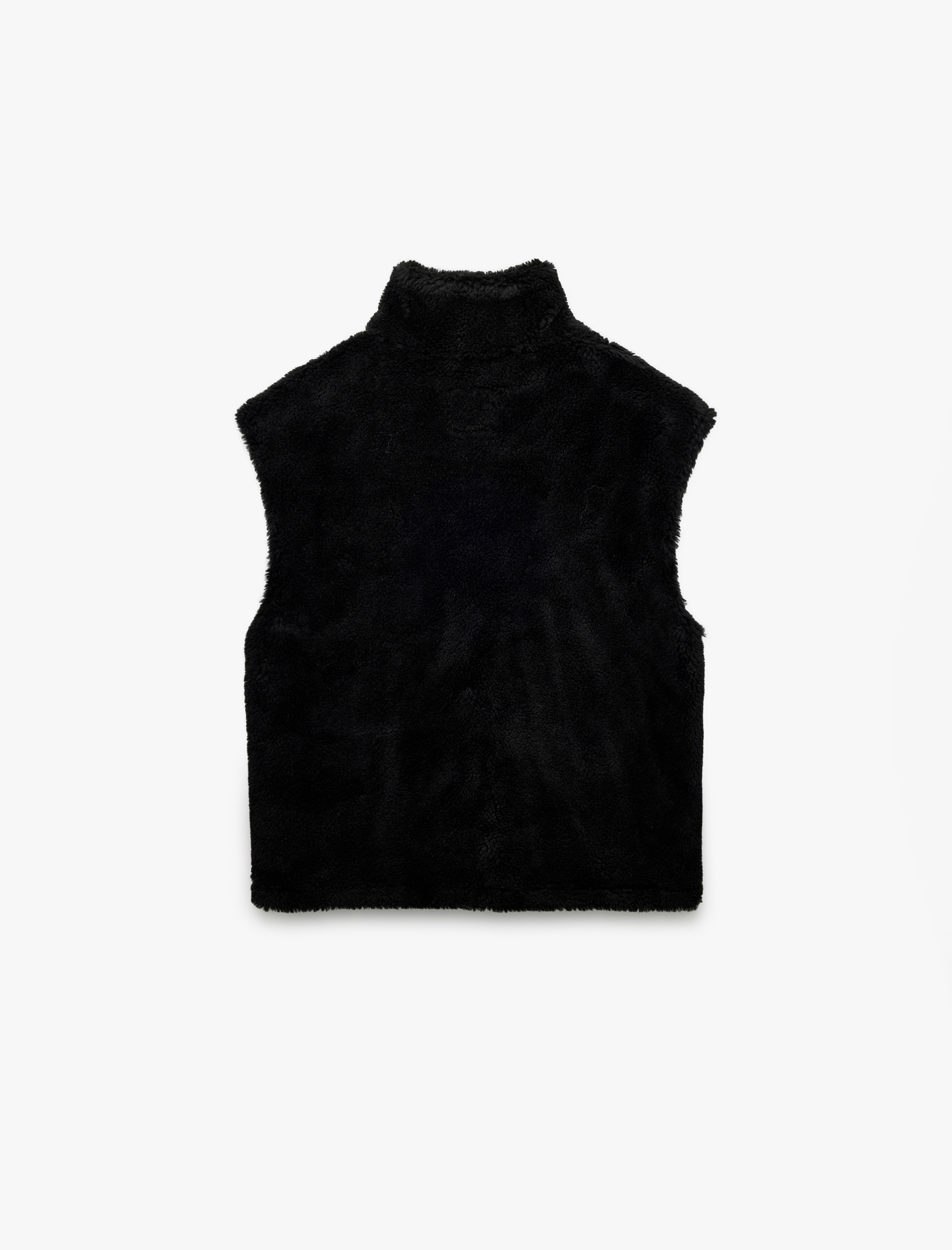   Fermuarlı Uzun Şal Yaka Peluş Yelek