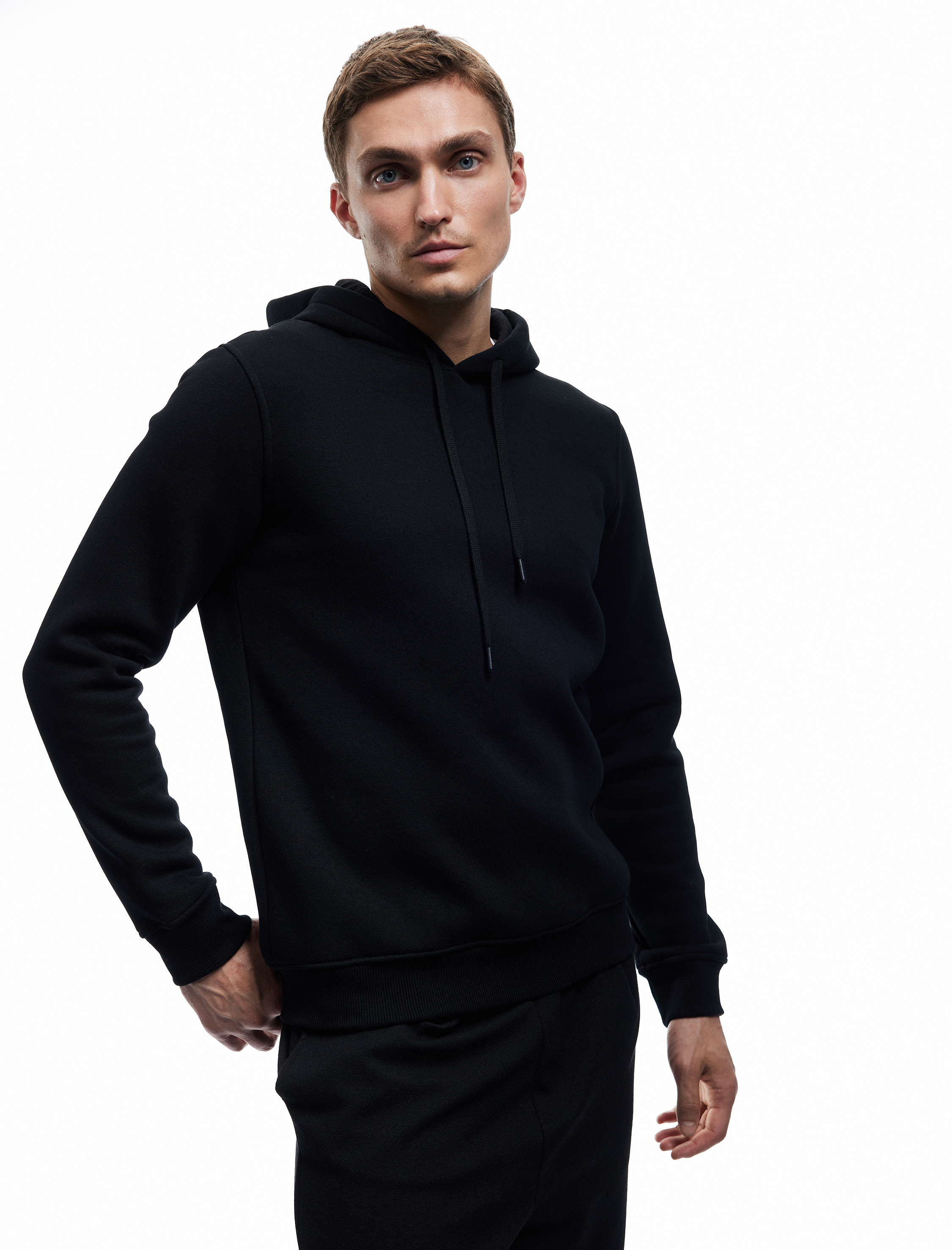   Şardonlu Uzun Kollu Basic Kapşonlu Sweatshirt