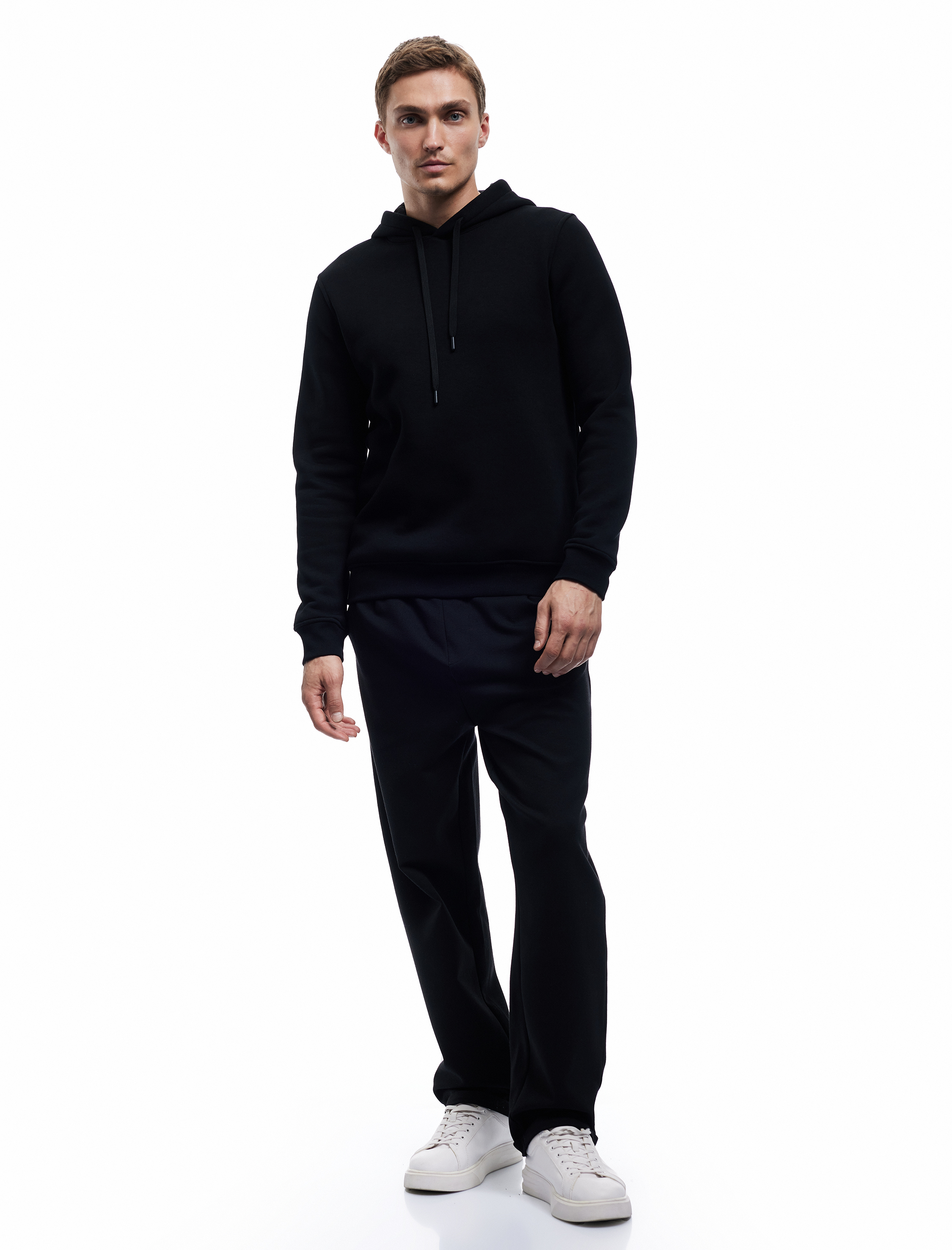   Şardonlu Uzun Kollu Basic Kapşonlu Sweatshirt