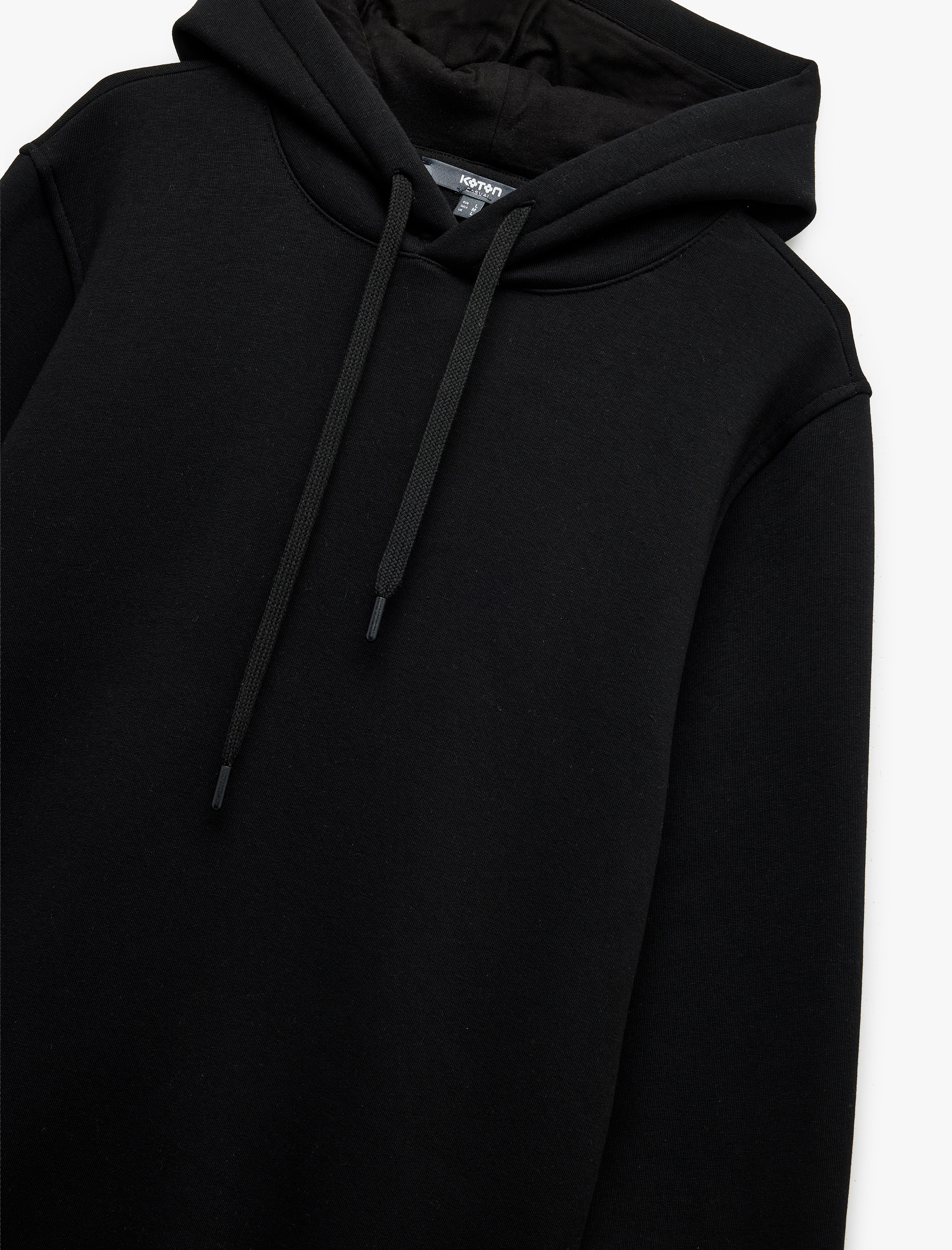   Şardonlu Uzun Kollu Basic Kapşonlu Sweatshirt