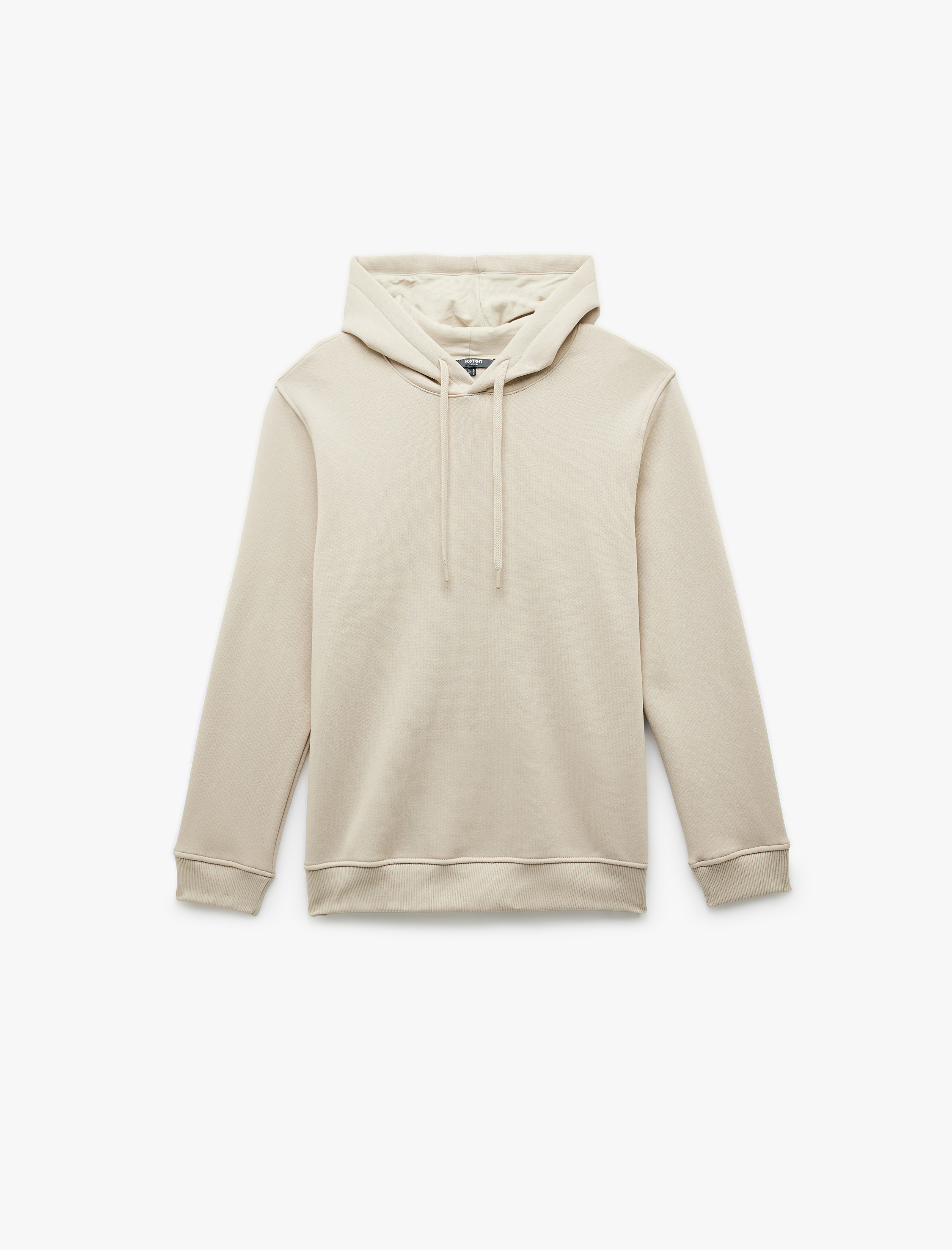   Şardonlu Uzun Kollu Basic Kapşonlu Sweatshirt